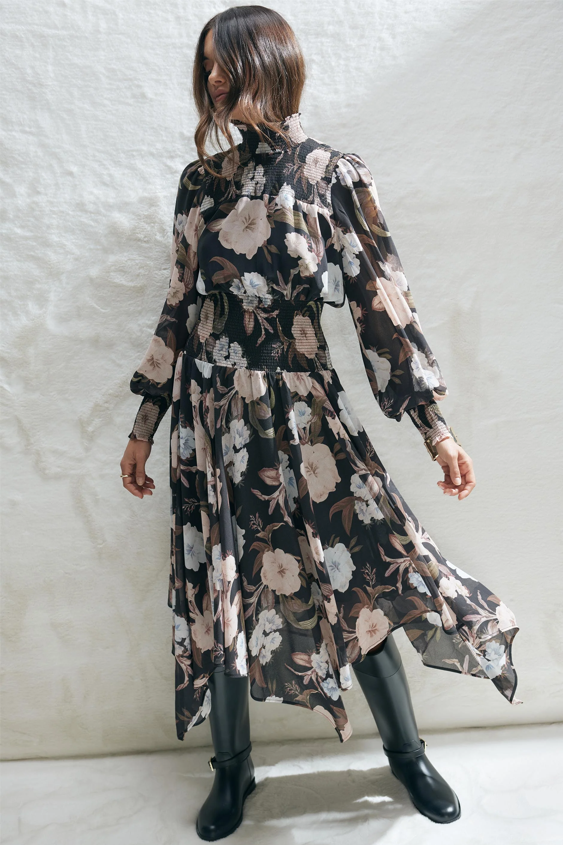 Camilla Shirred Midi Dress