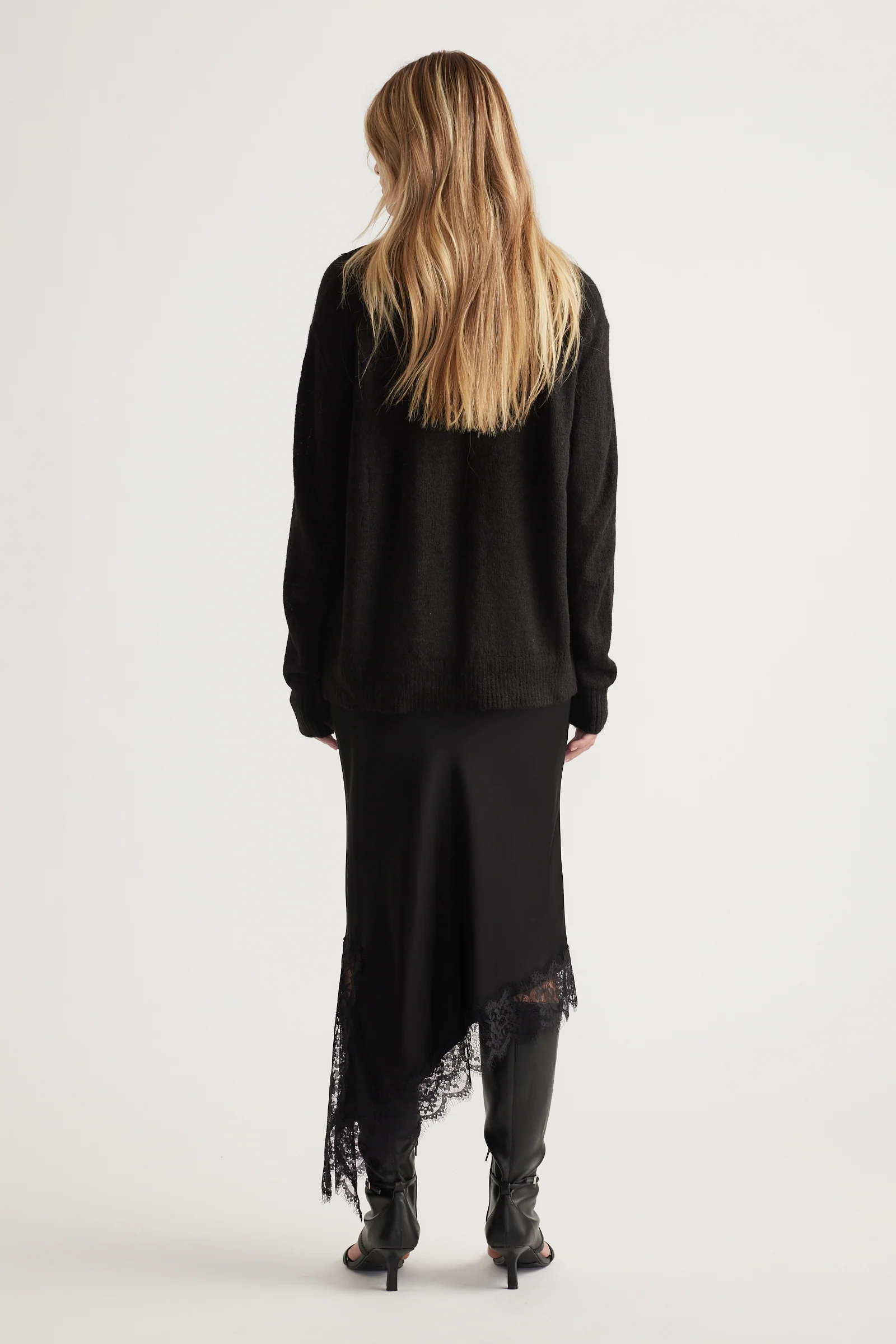 Celia Lace Trim V Neck Jumper - Image 3