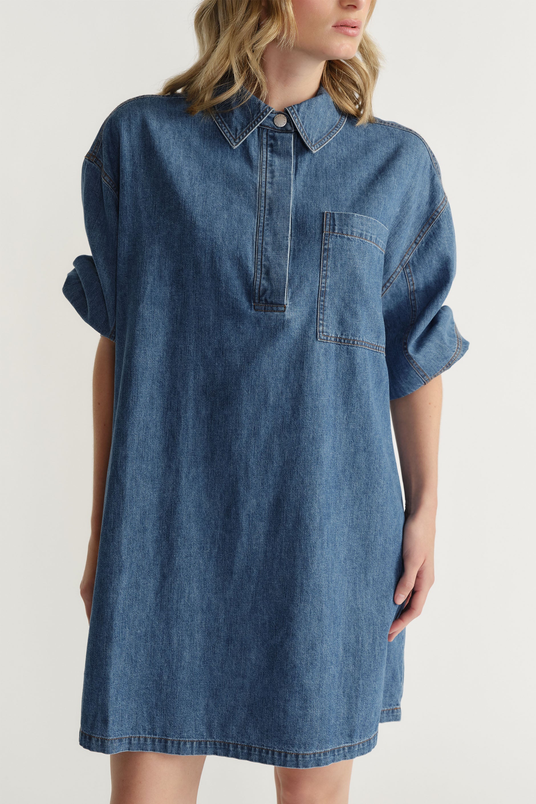 D-Luxe Chambray Stitch Dress - Image 2