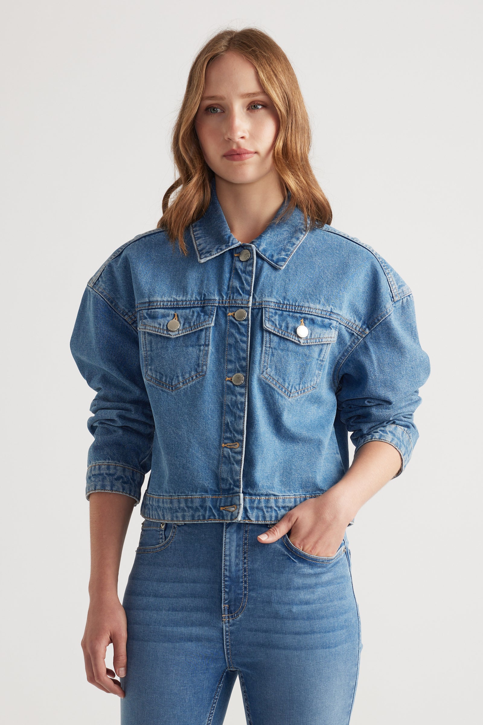 Dahlia Cropped Trucker Jacket