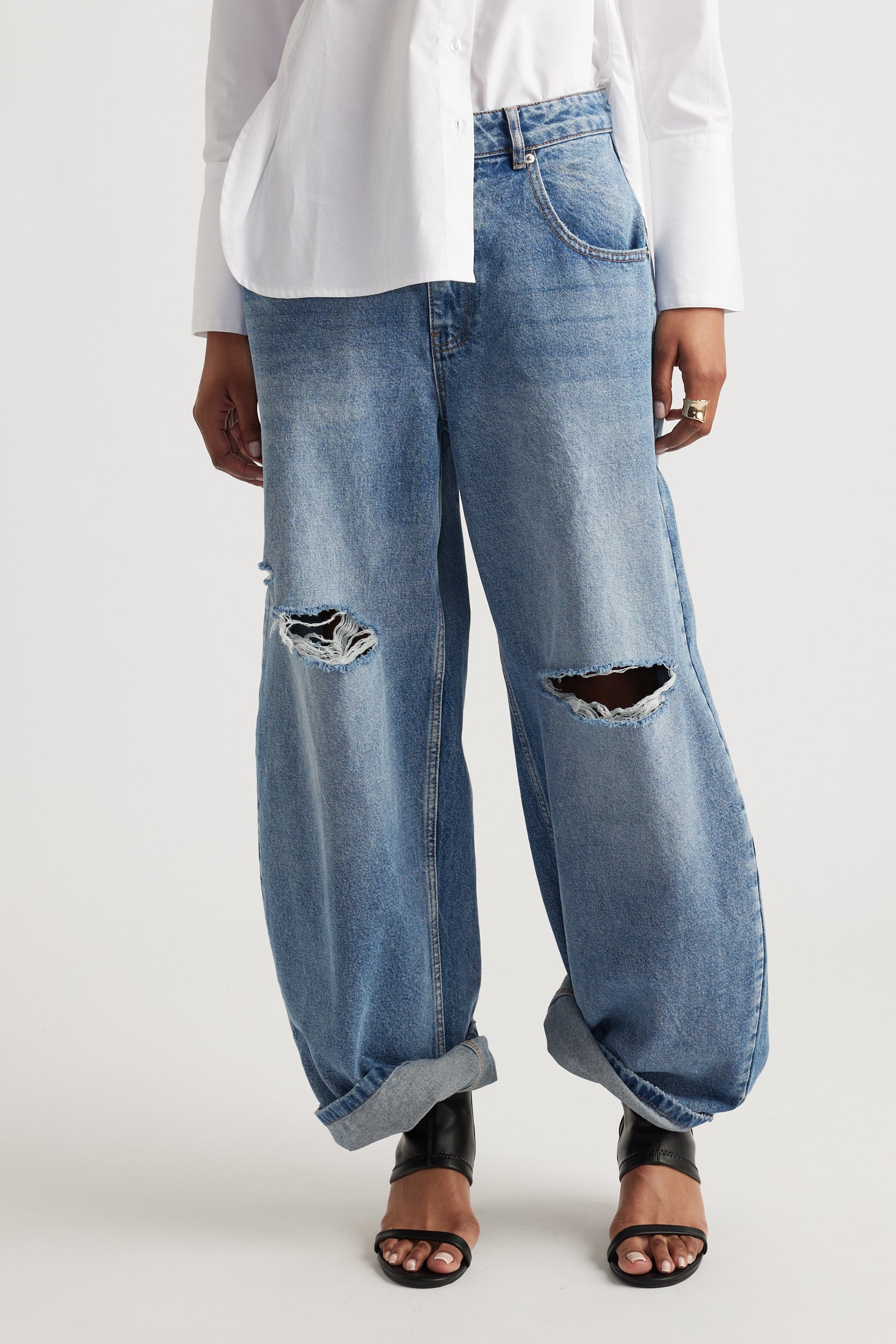 Daisy Ripped Horseshoe Jean - Image 2