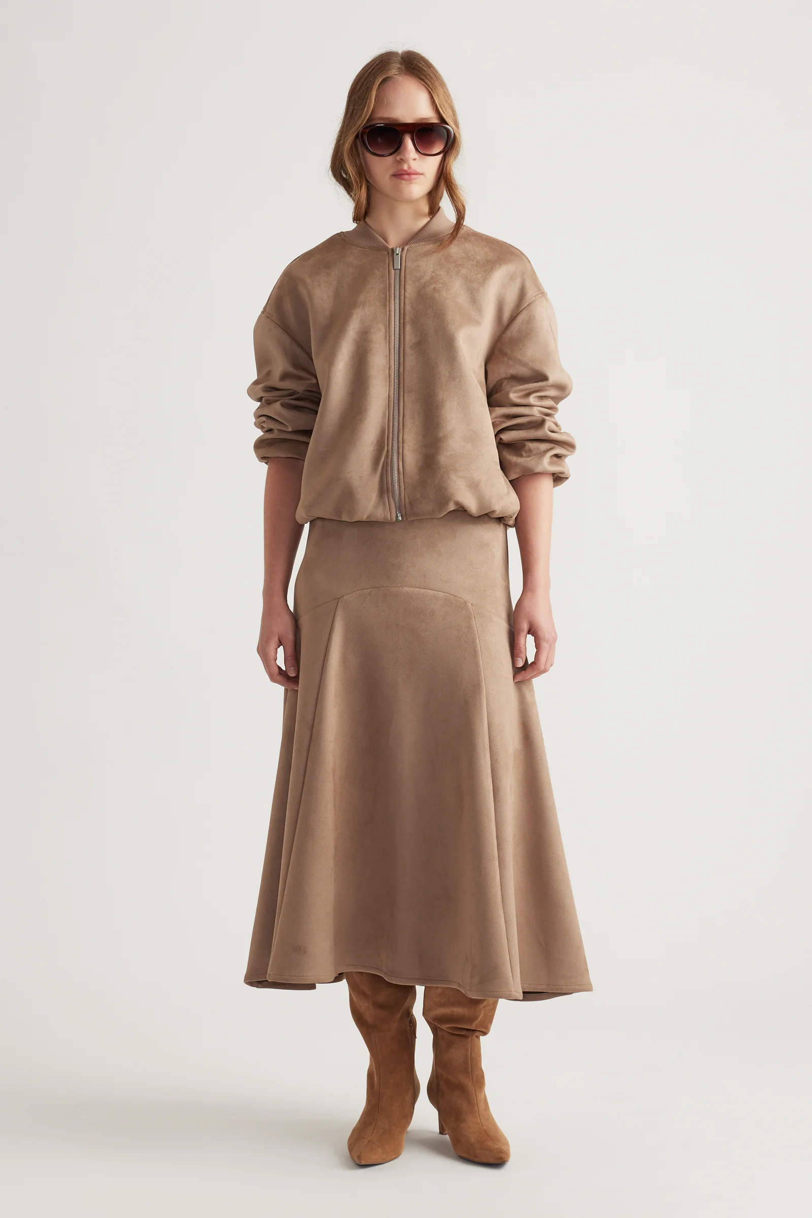 Eden Faux Suede Midi Skirt