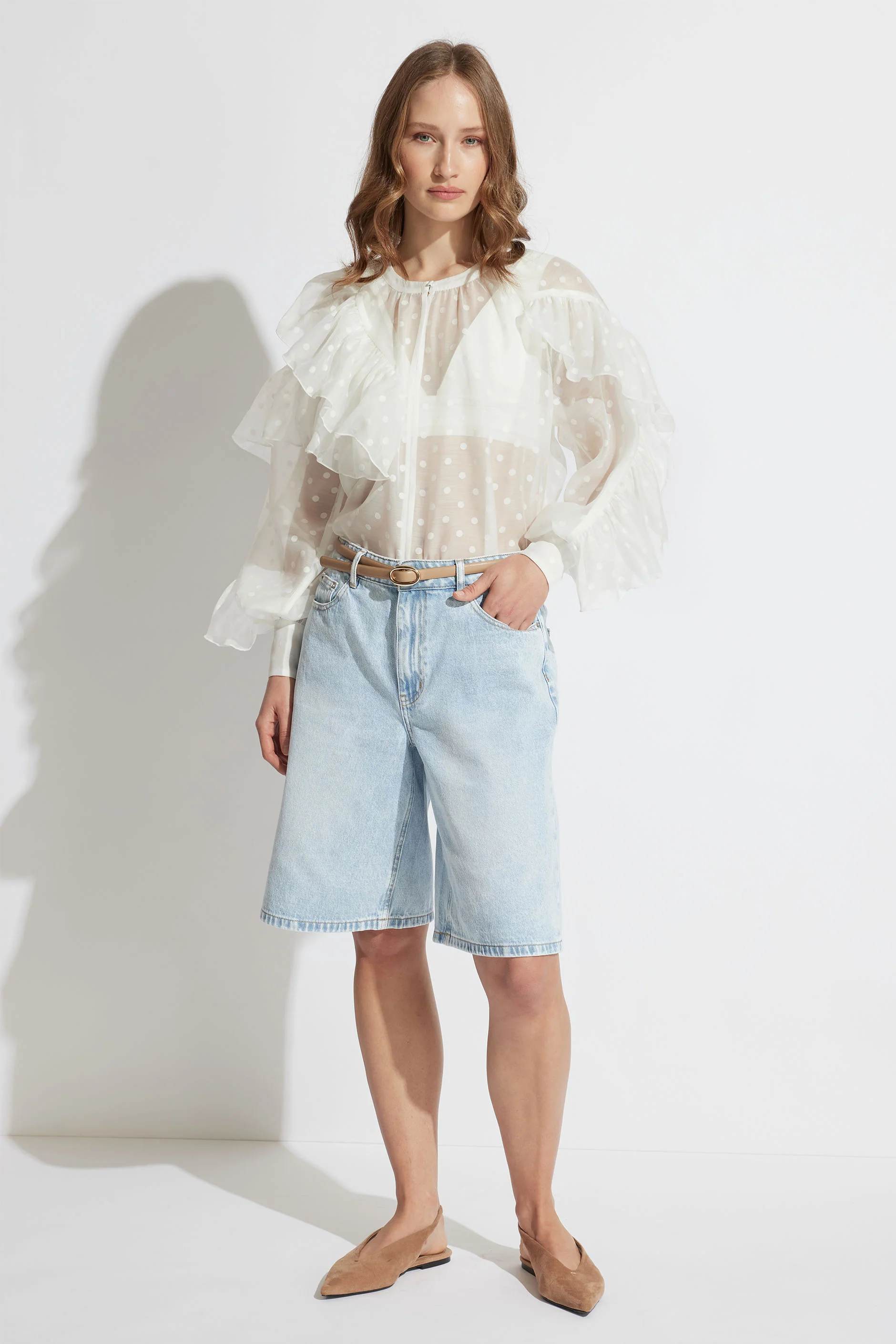 Evanna Spot Ruffle Top