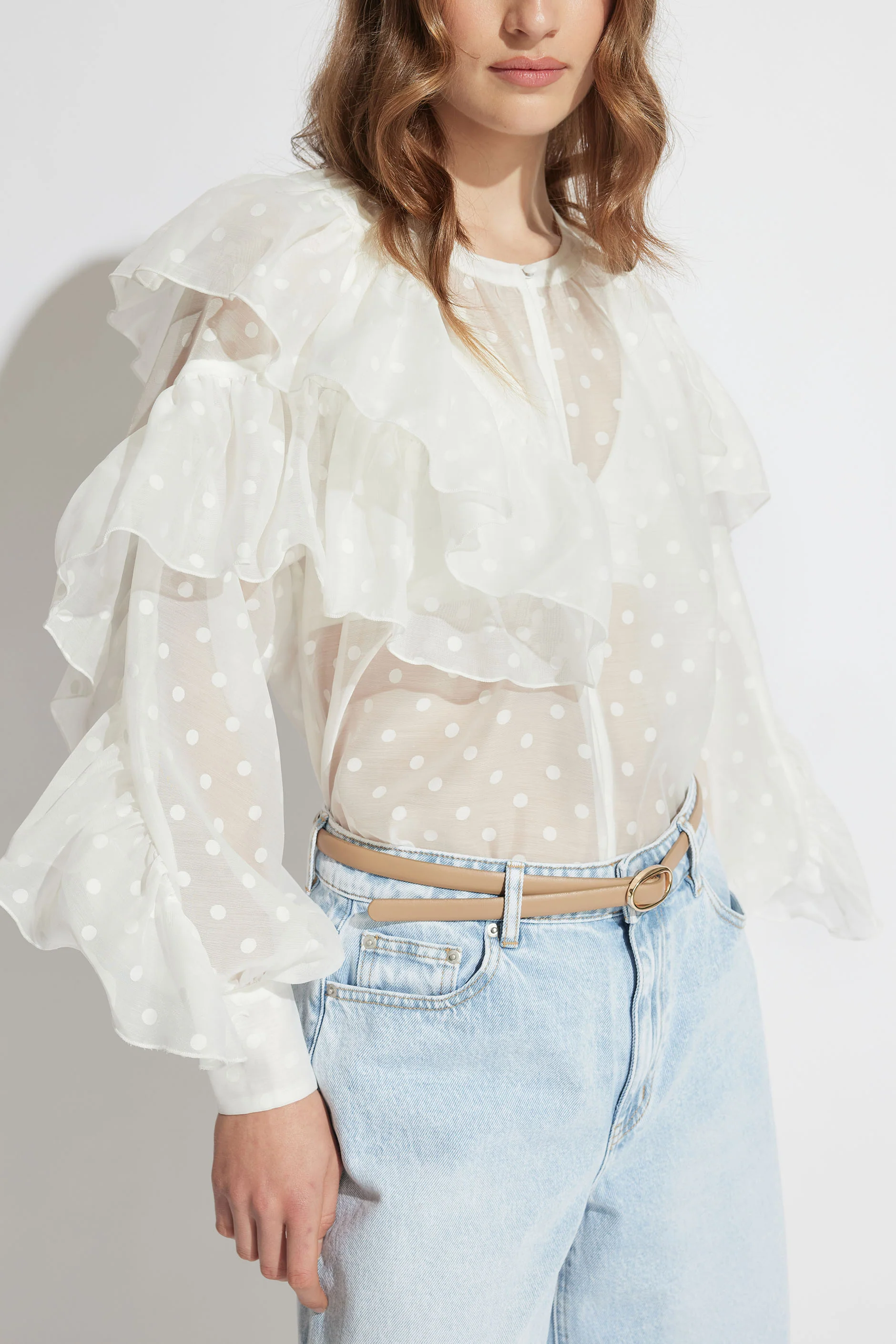 Evanna Spot Ruffle Top - Image 2