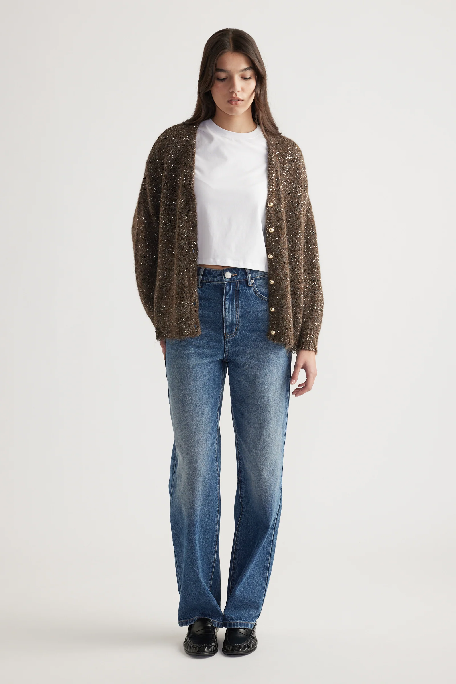 Gia Distressed Sequin Cardigan