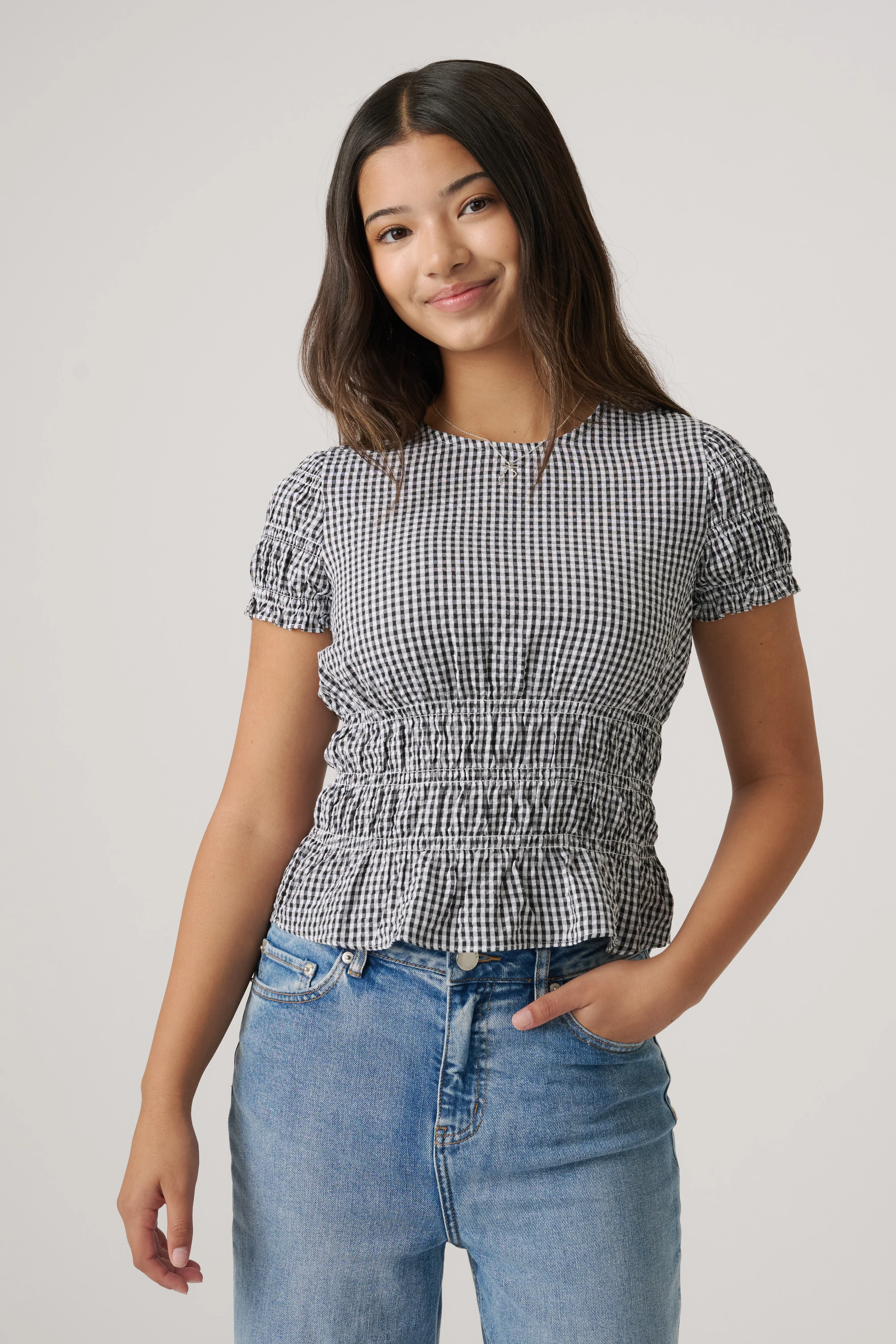 Girls Alana Gingham Top - Image 2