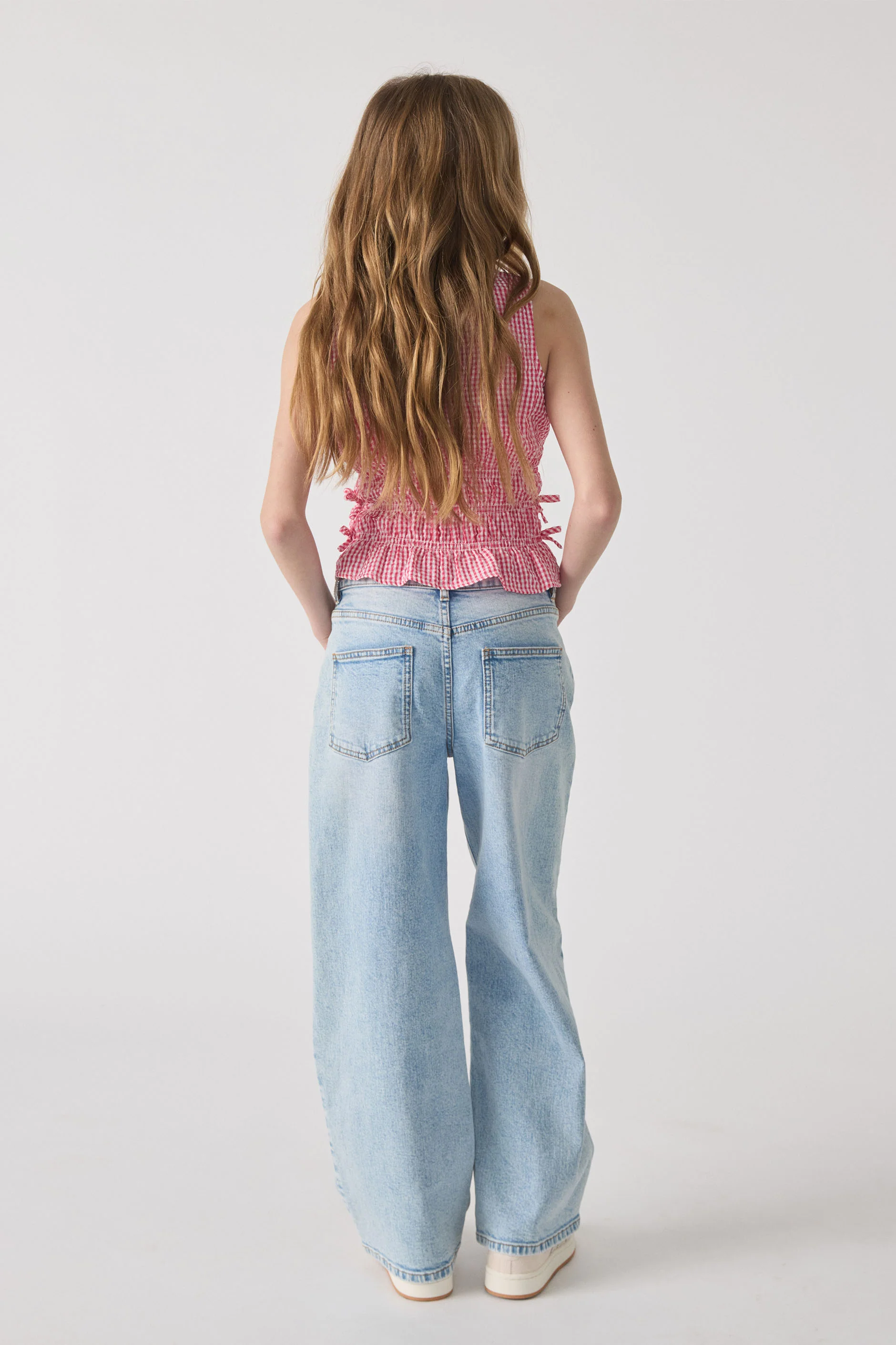 Girls Ash Gingham Tie Top - Image 3