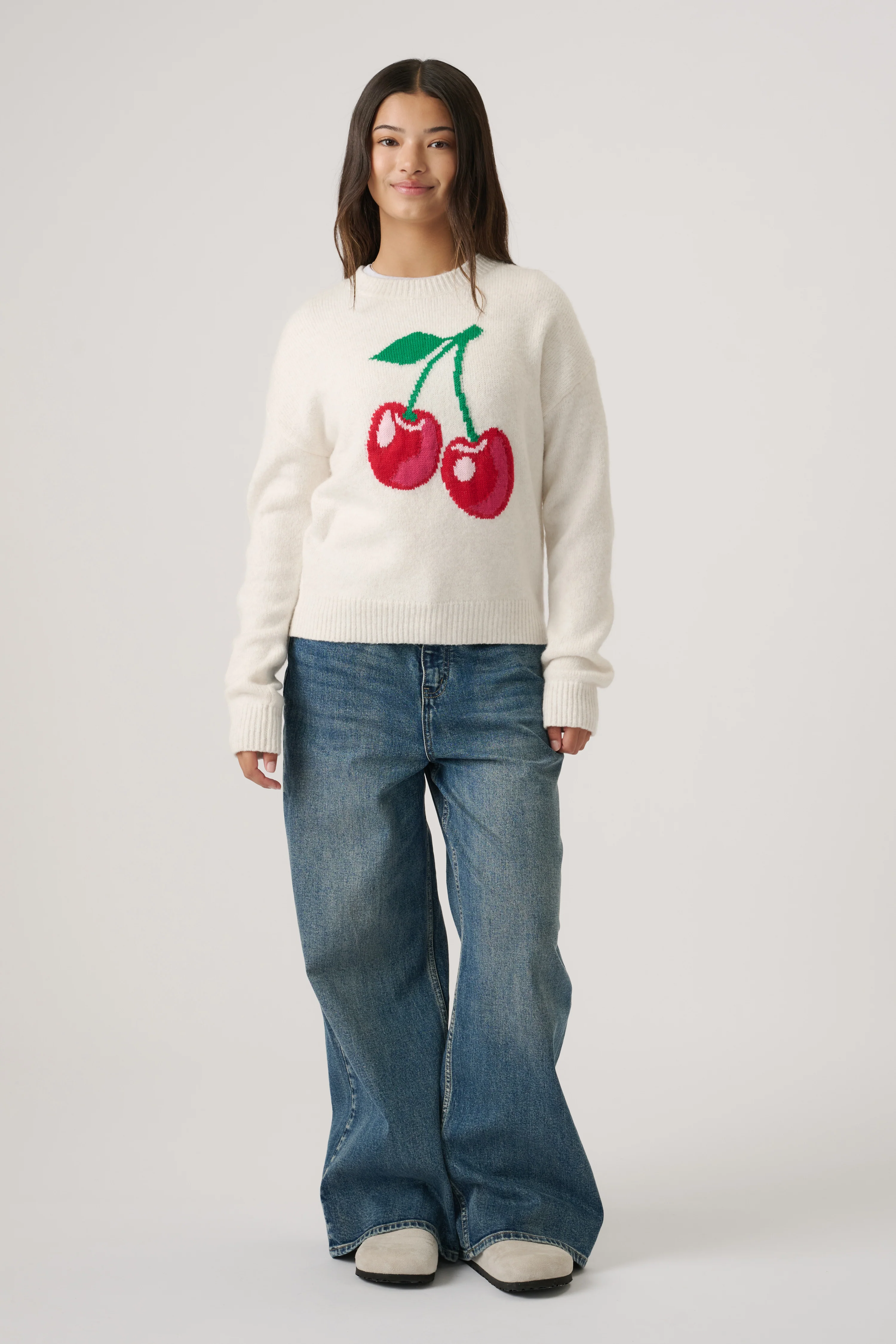 Girls Cherry Crew Knit Jumper