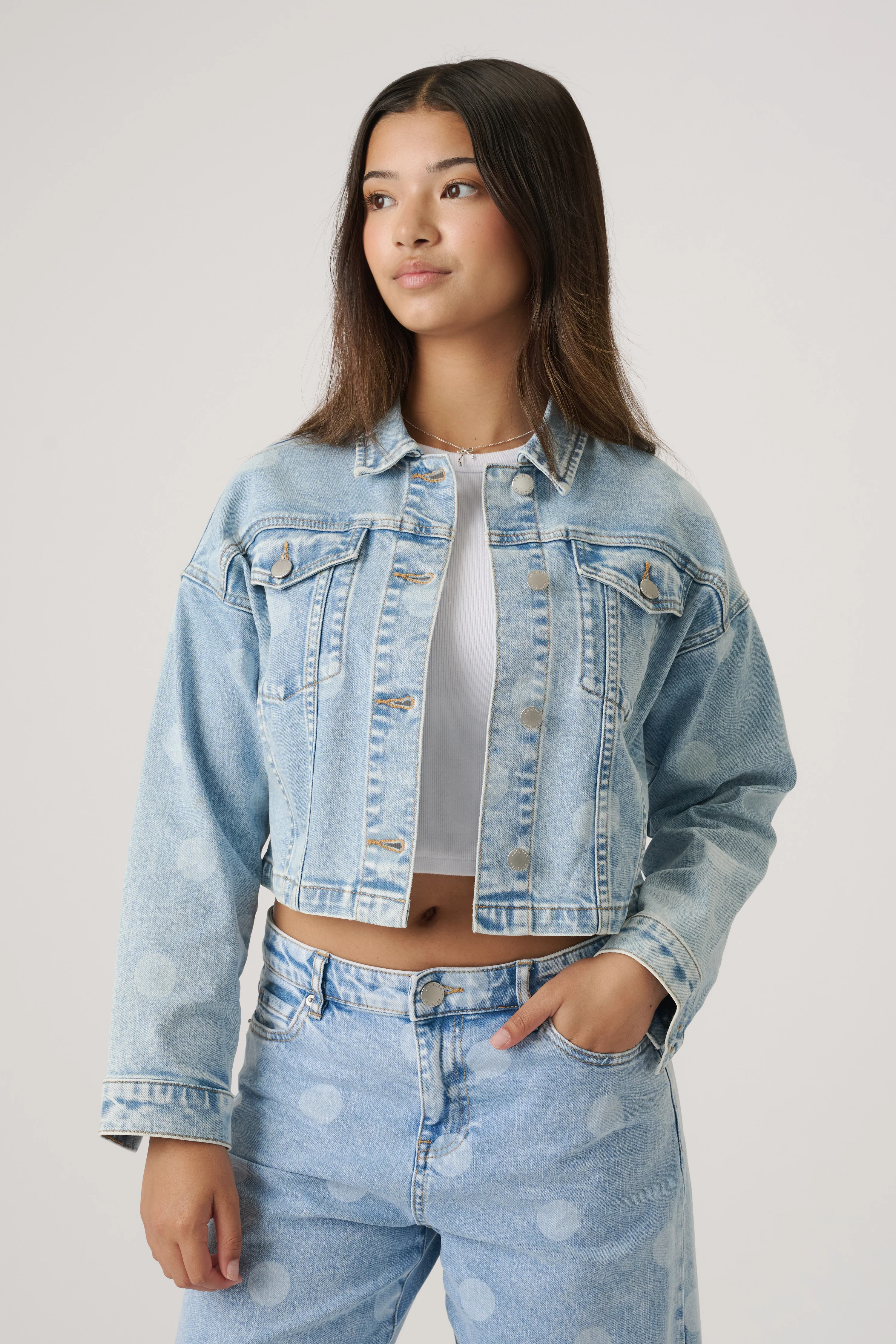 Girls Cropped Denim Jacket