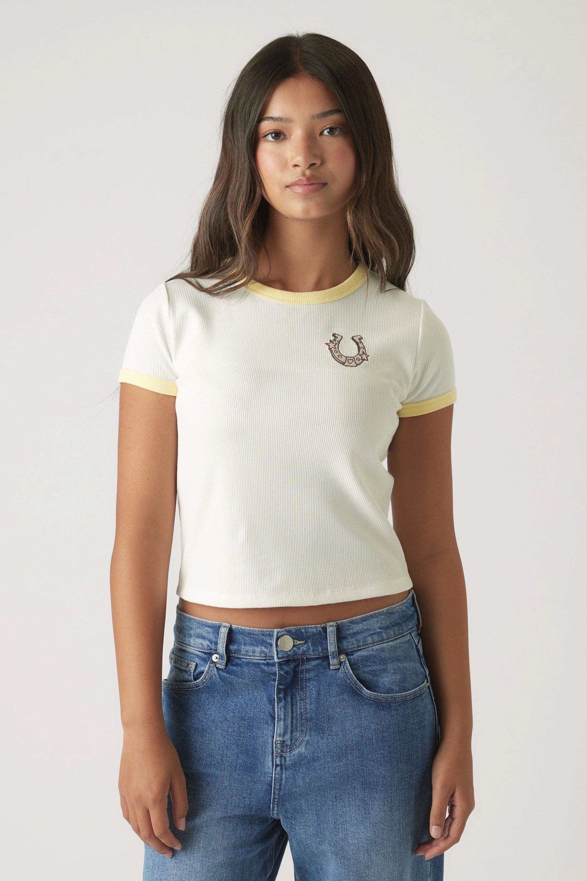 Girls Cropped Ringer Tee - Image 2