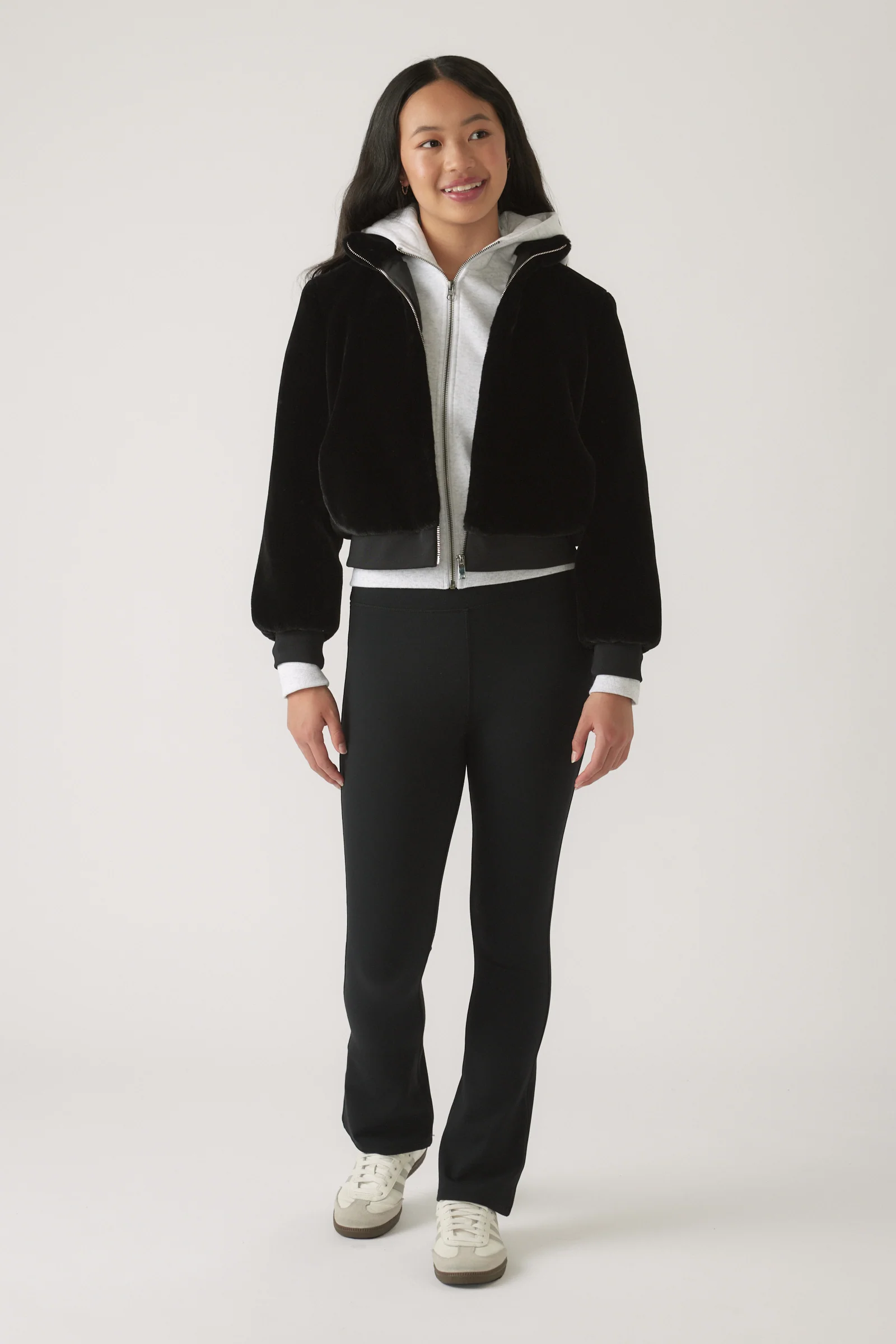 Girls Faux Fur Zip Up Jacket
