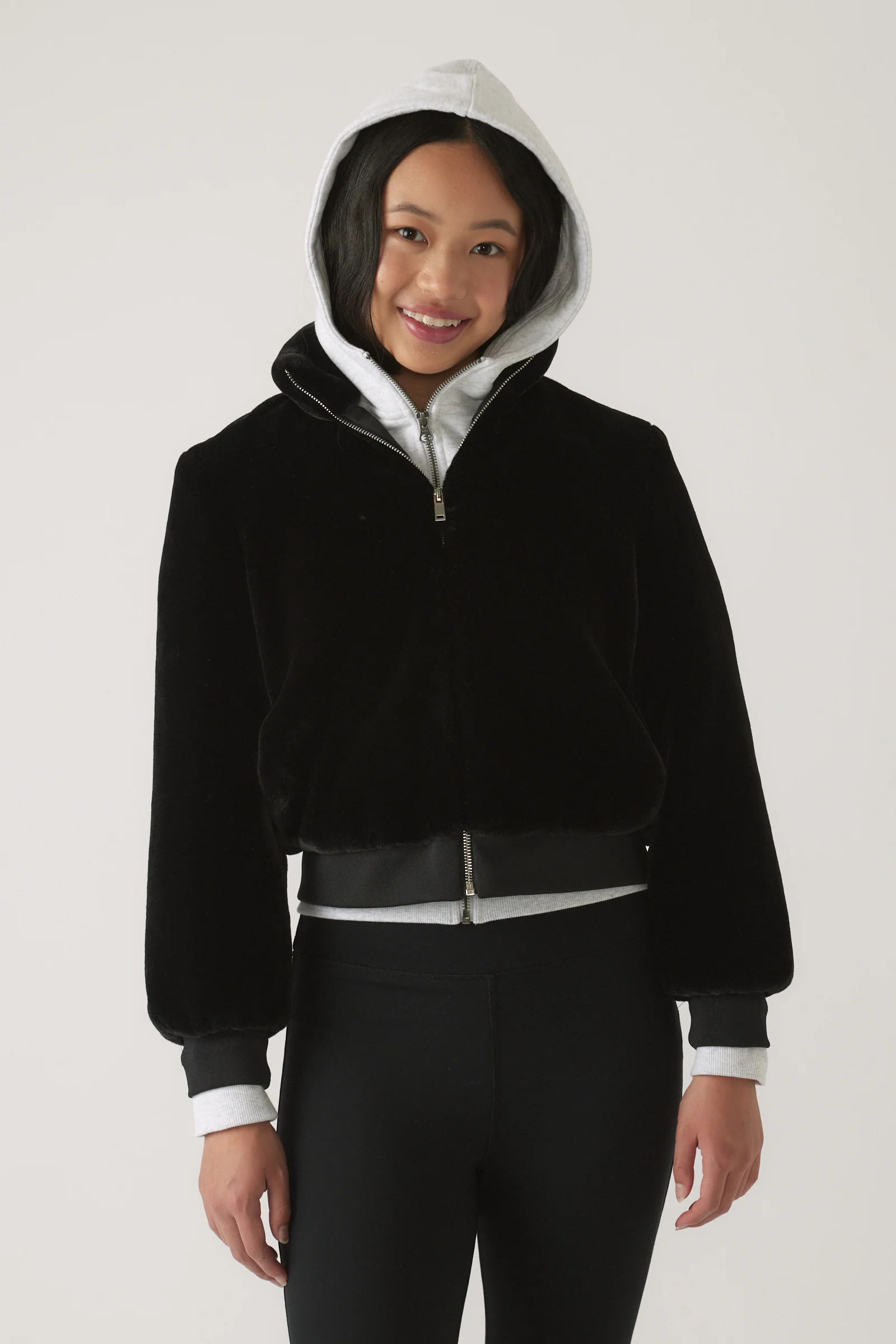 Girls Faux Fur Zip Up Jacket - Image 2