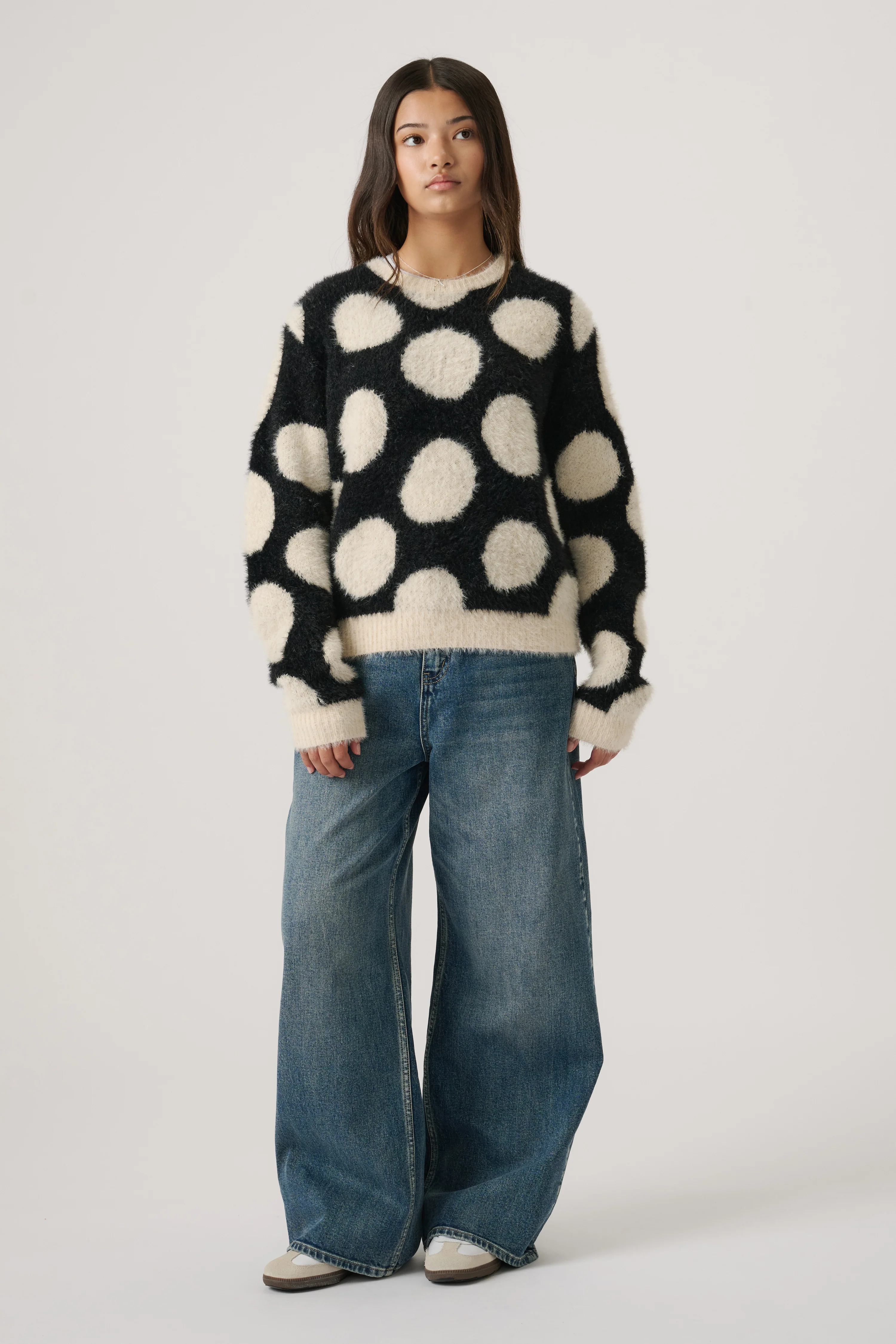 Girls Fluffy Crew Knit Jumper