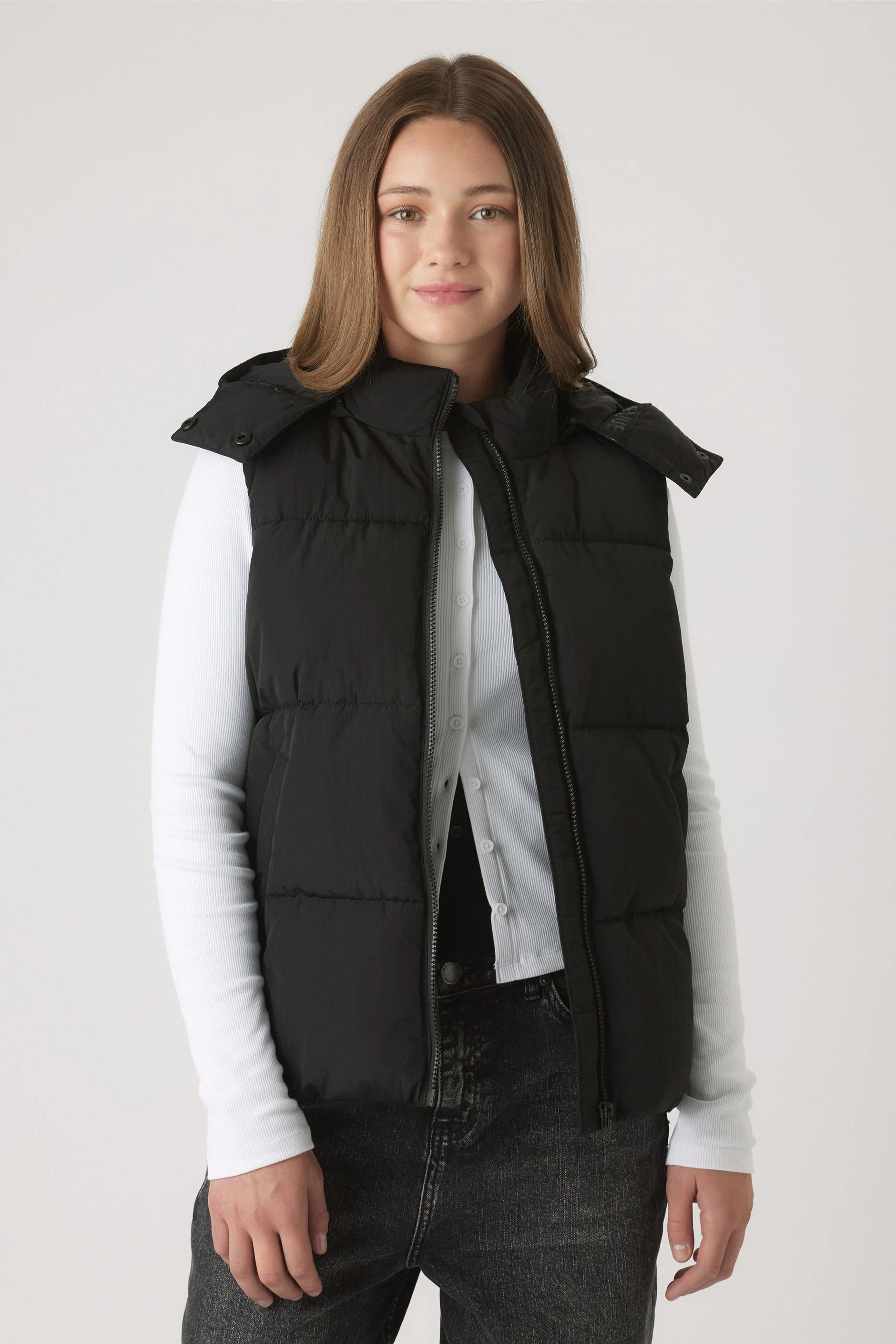 Girls Hooded Puffer Vest - Image 2