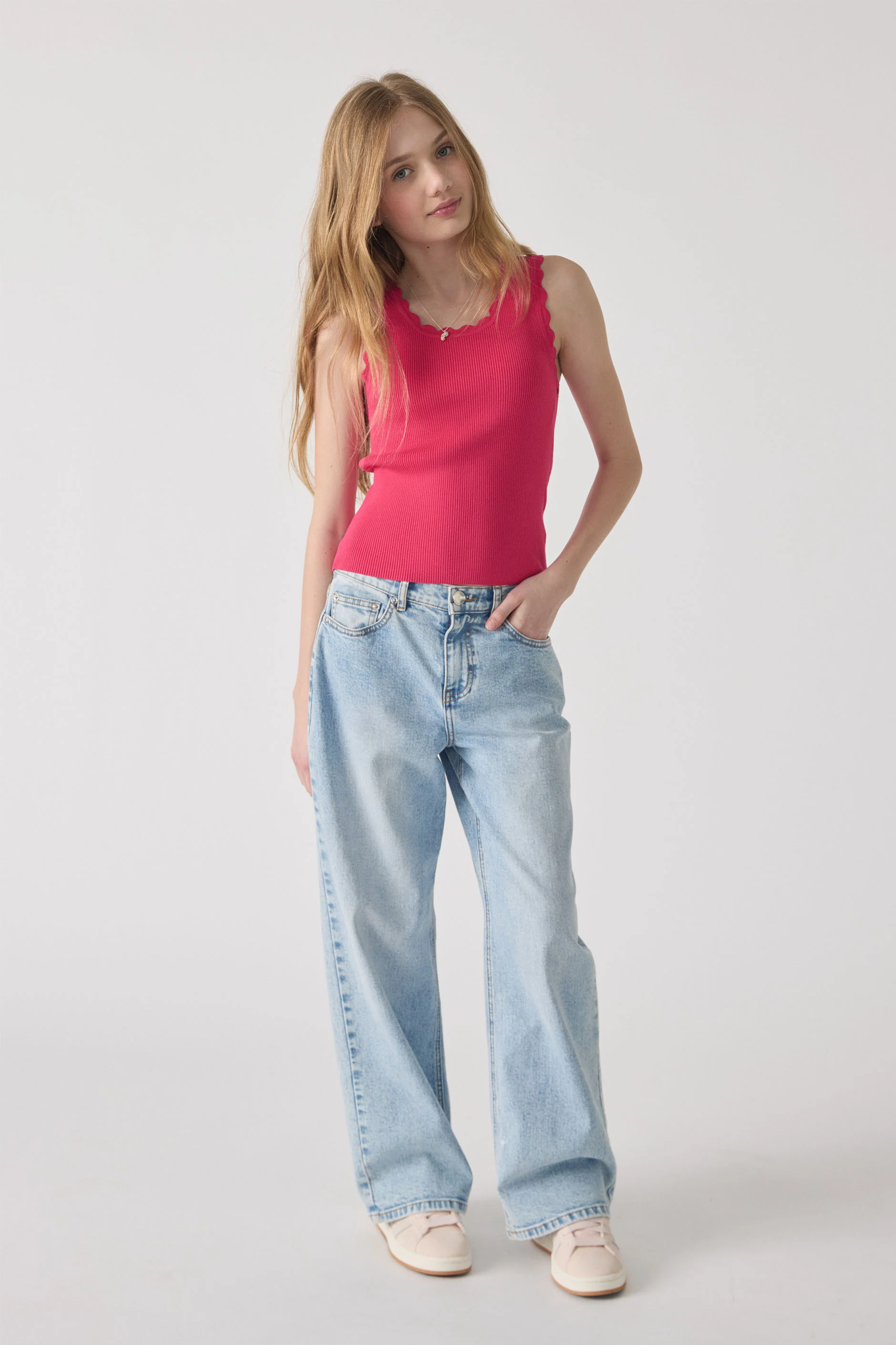 Girls Ruby Scallop Edge Tank