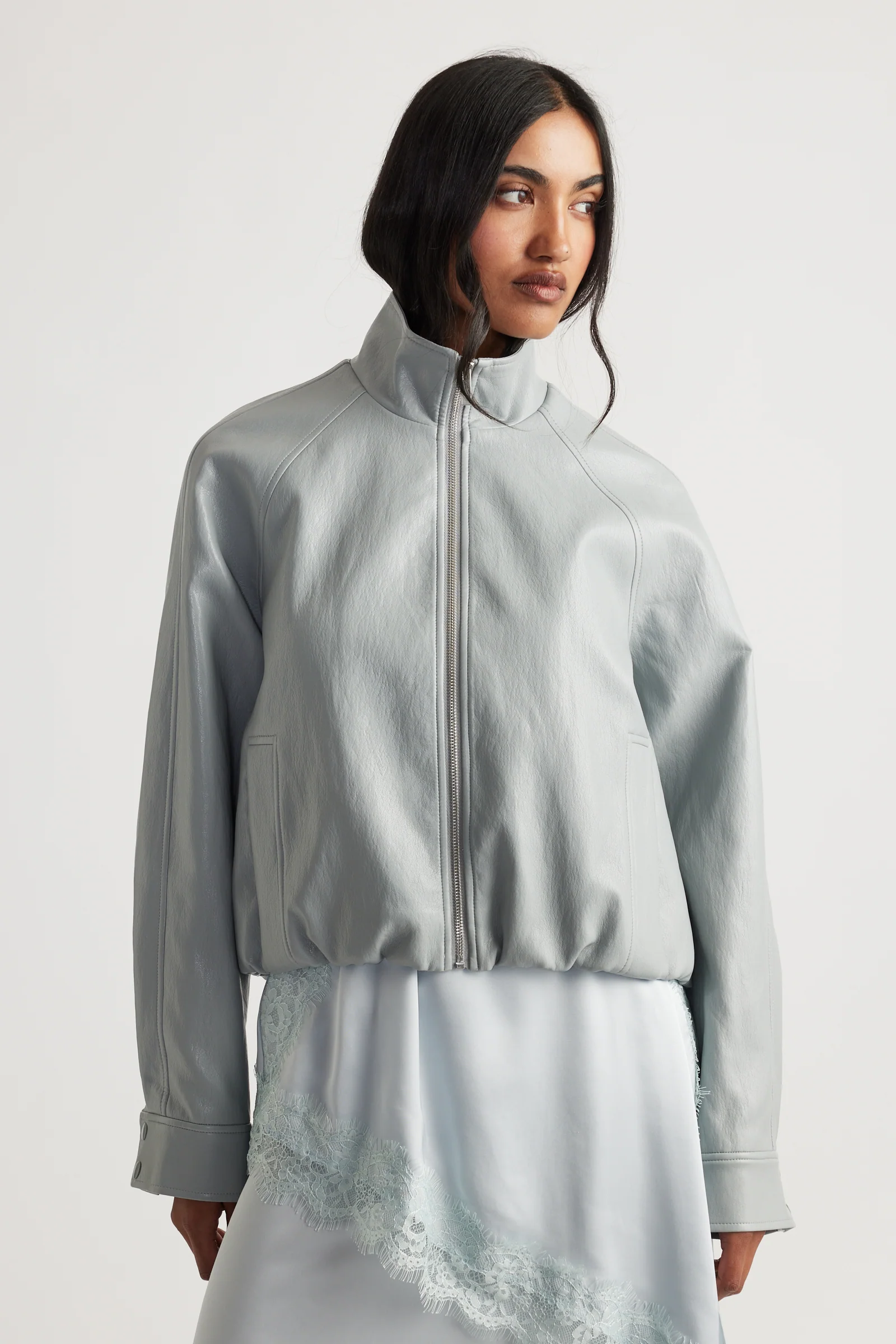 Grace Faux Leather Bomber - Image 2