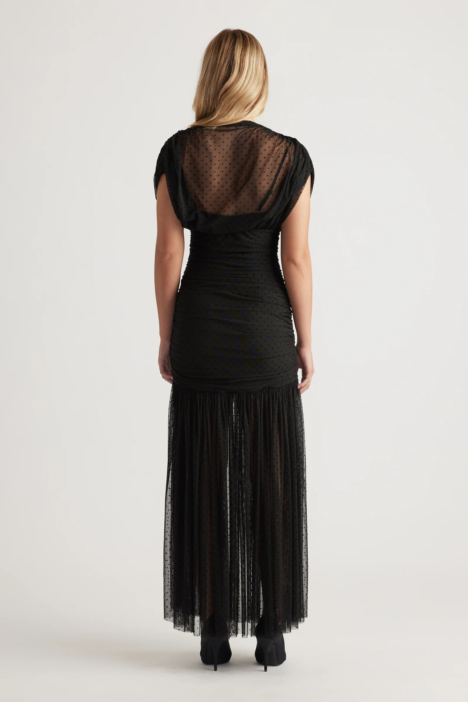 High Neck Mesh Maxi Dress - Image 3