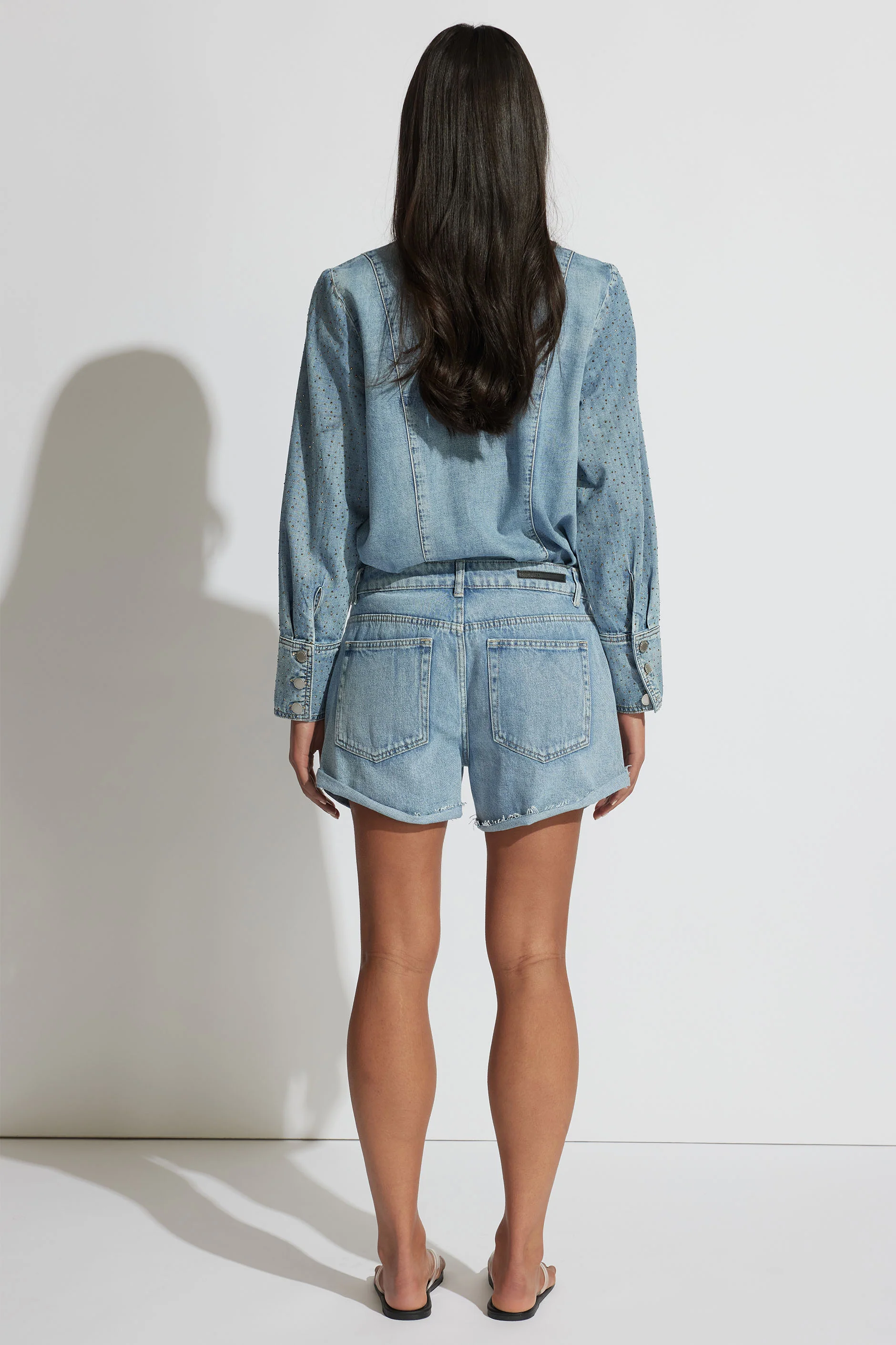 Isabel Rhinestone Denim Short - Image 3