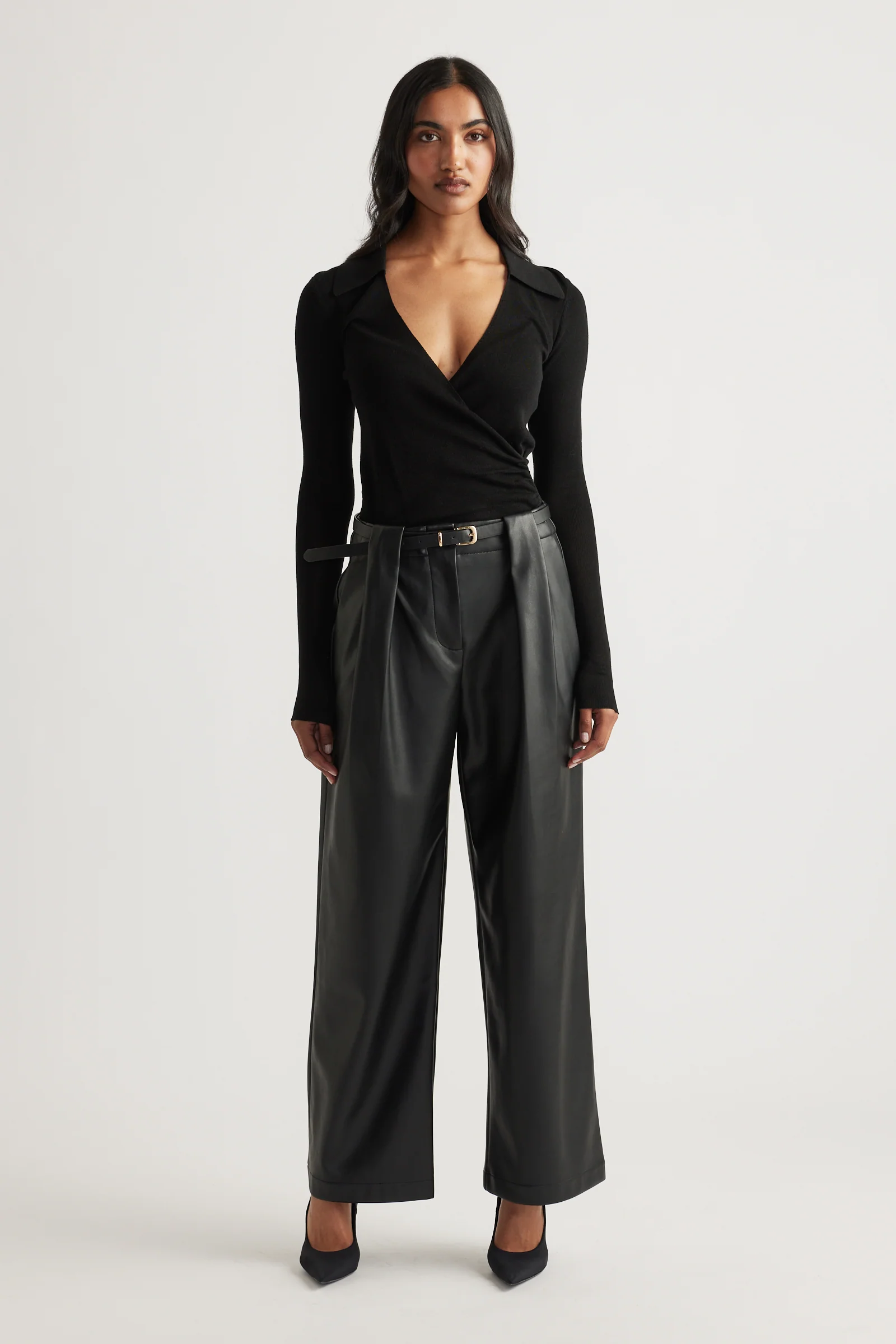 Kendra Crossover Fine Knit Top
