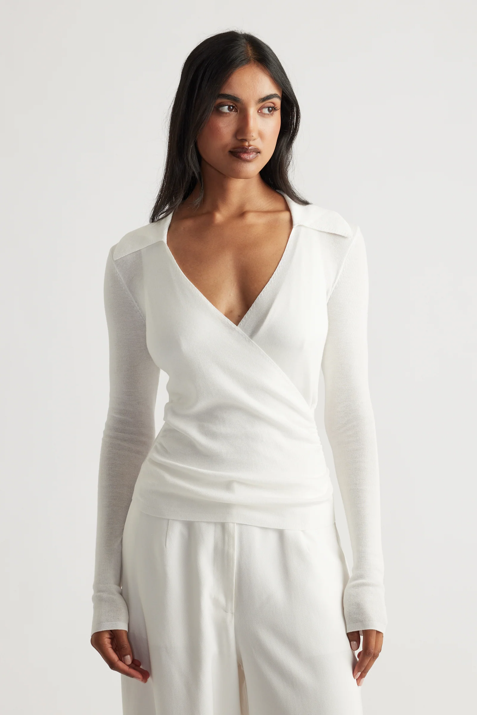 Kendra Crossover Fine Knit Top - Image 2
