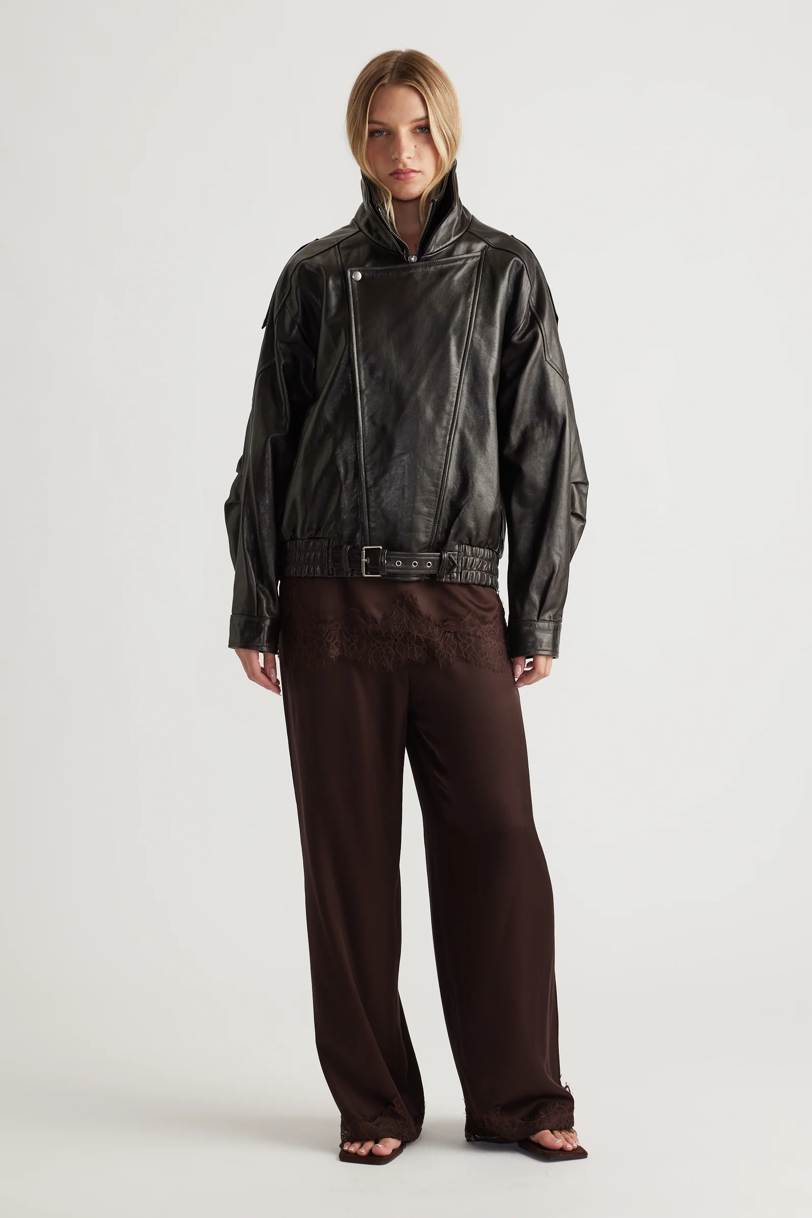 Laine Satin Lace Trim Pants