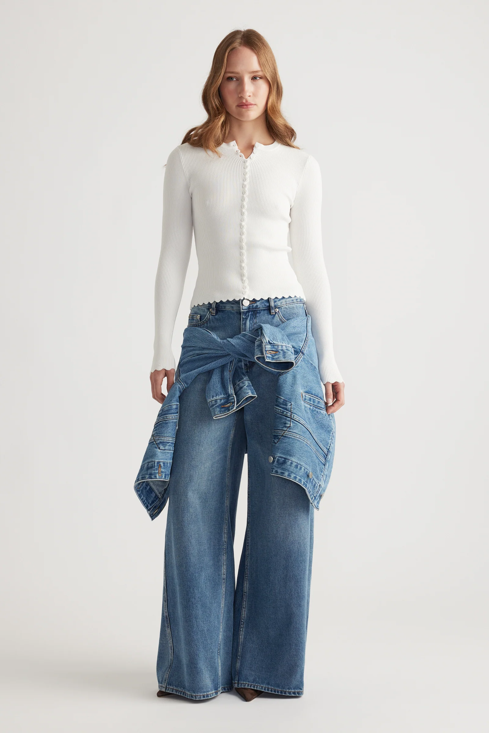 Lana Scallop Button Top