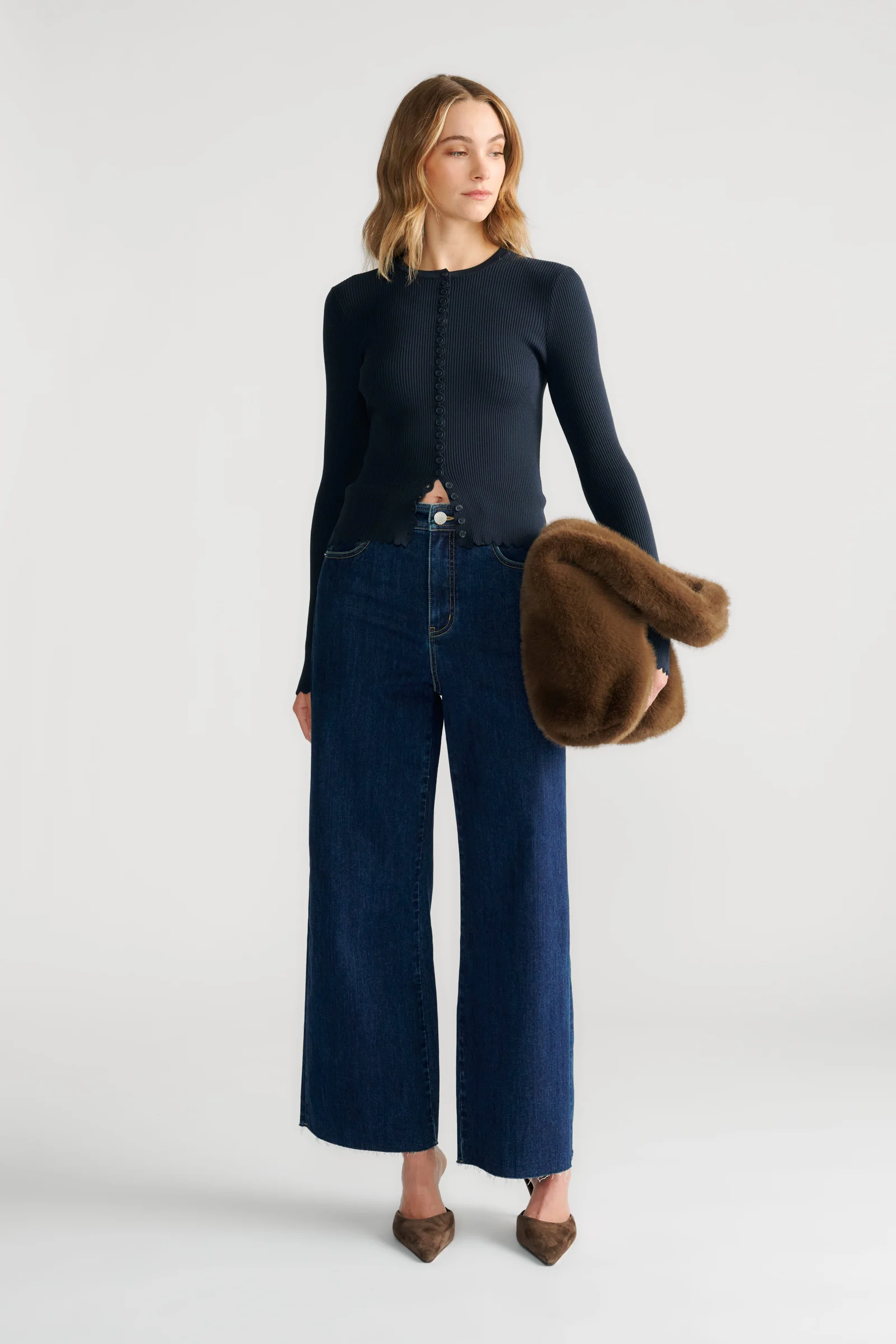 Lana Scallop Button Top