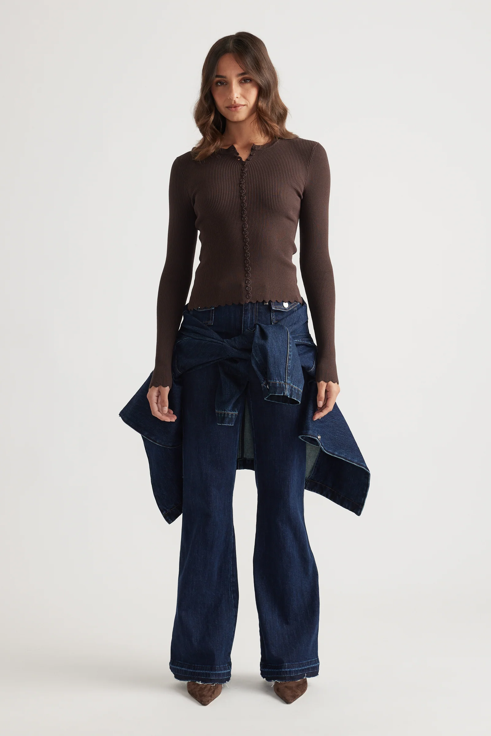 Lana Scallop Button Top