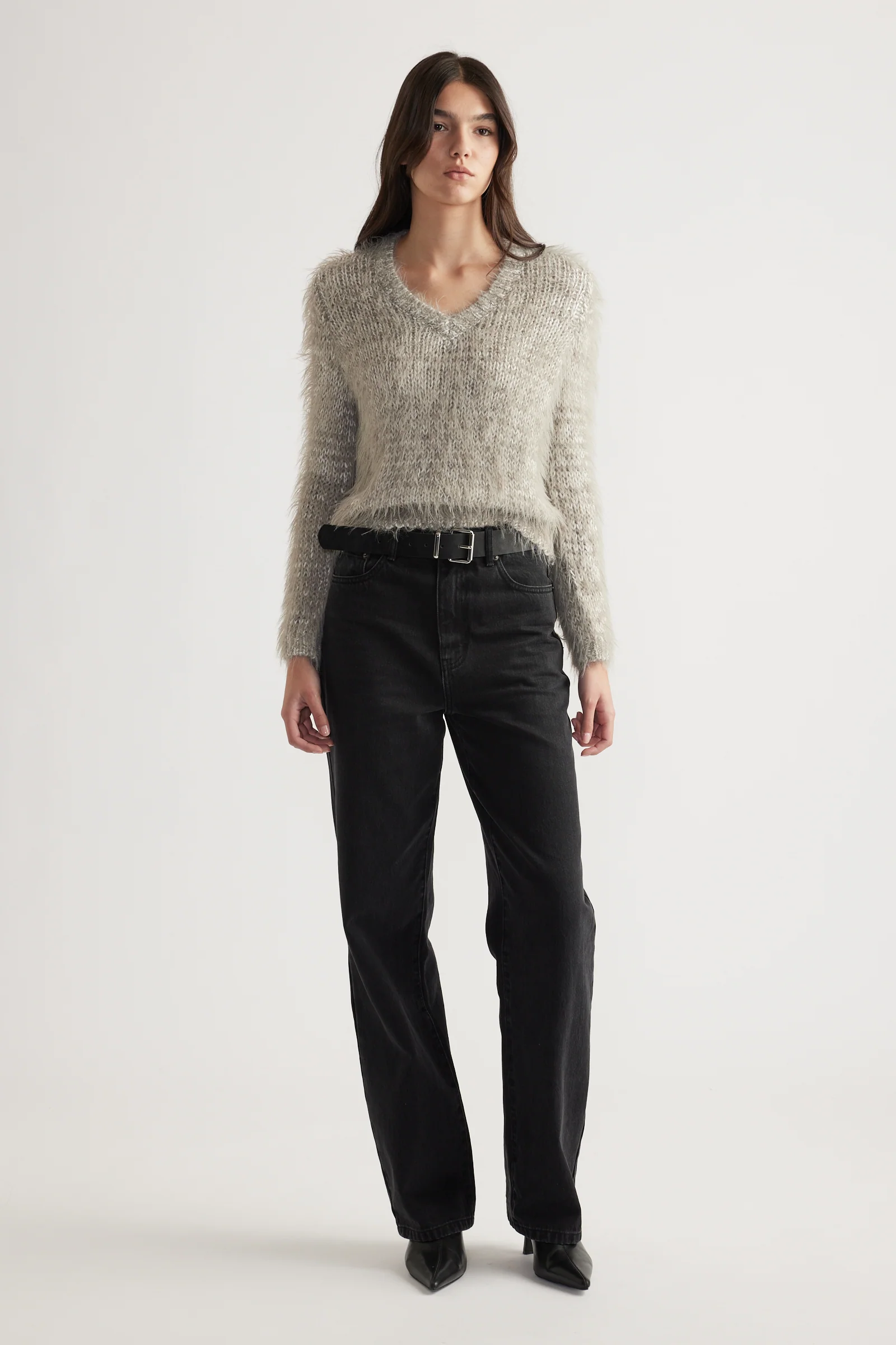 Mai Fluffy V Neck Knit Jumper - Image 2