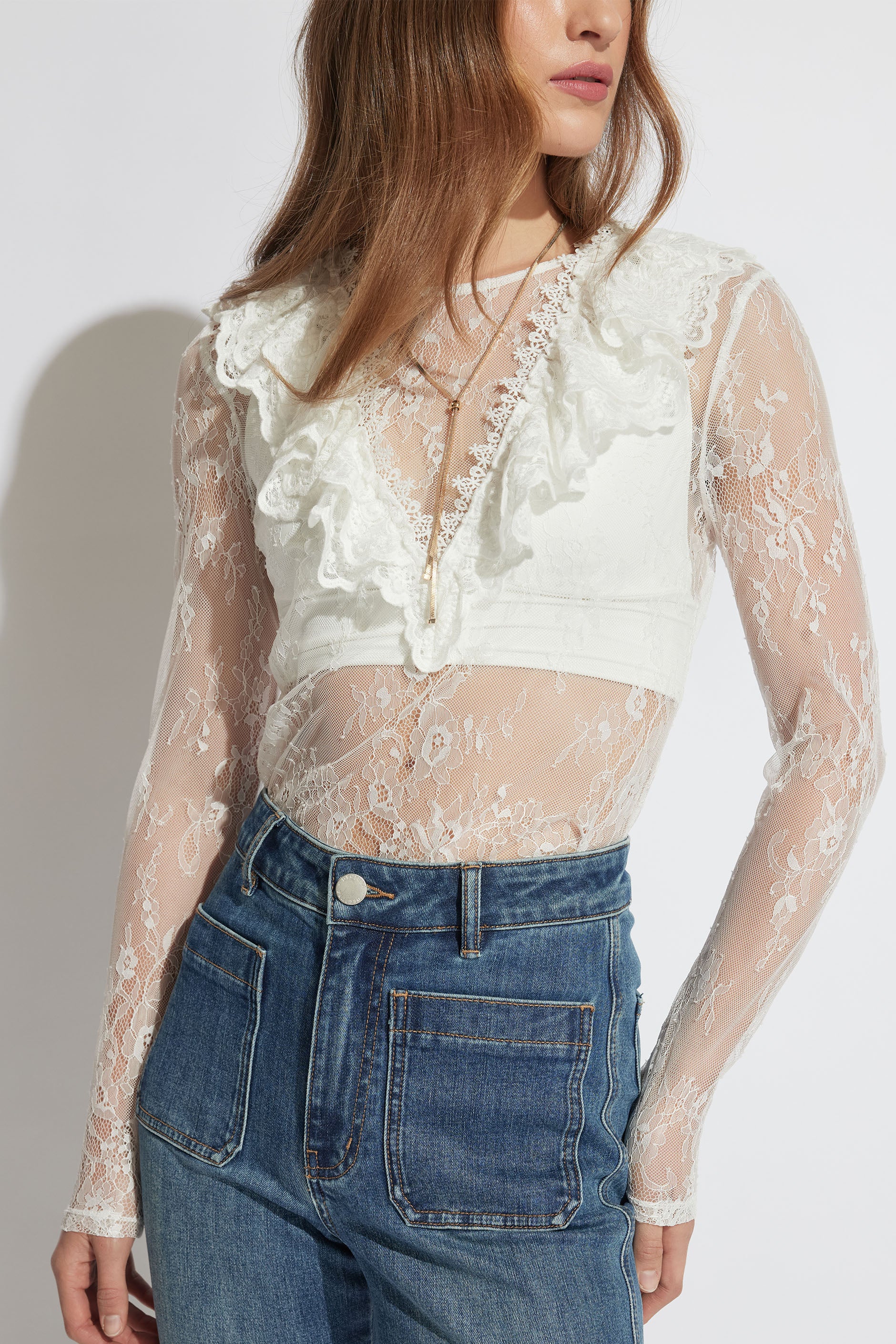 Megan Ruffle Lace Top - Image 2