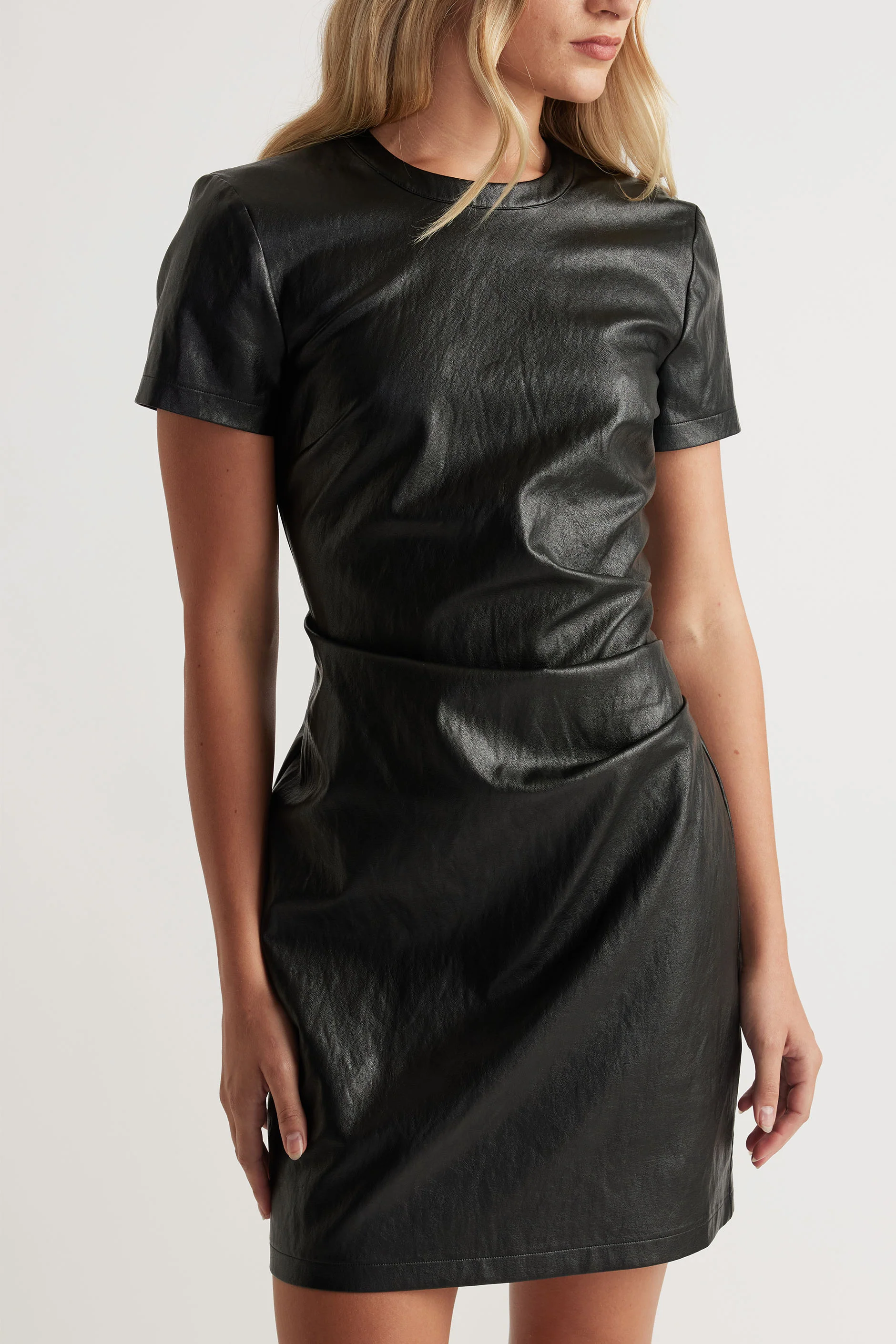 Monica Faux Leather Mini Dress - Image 3