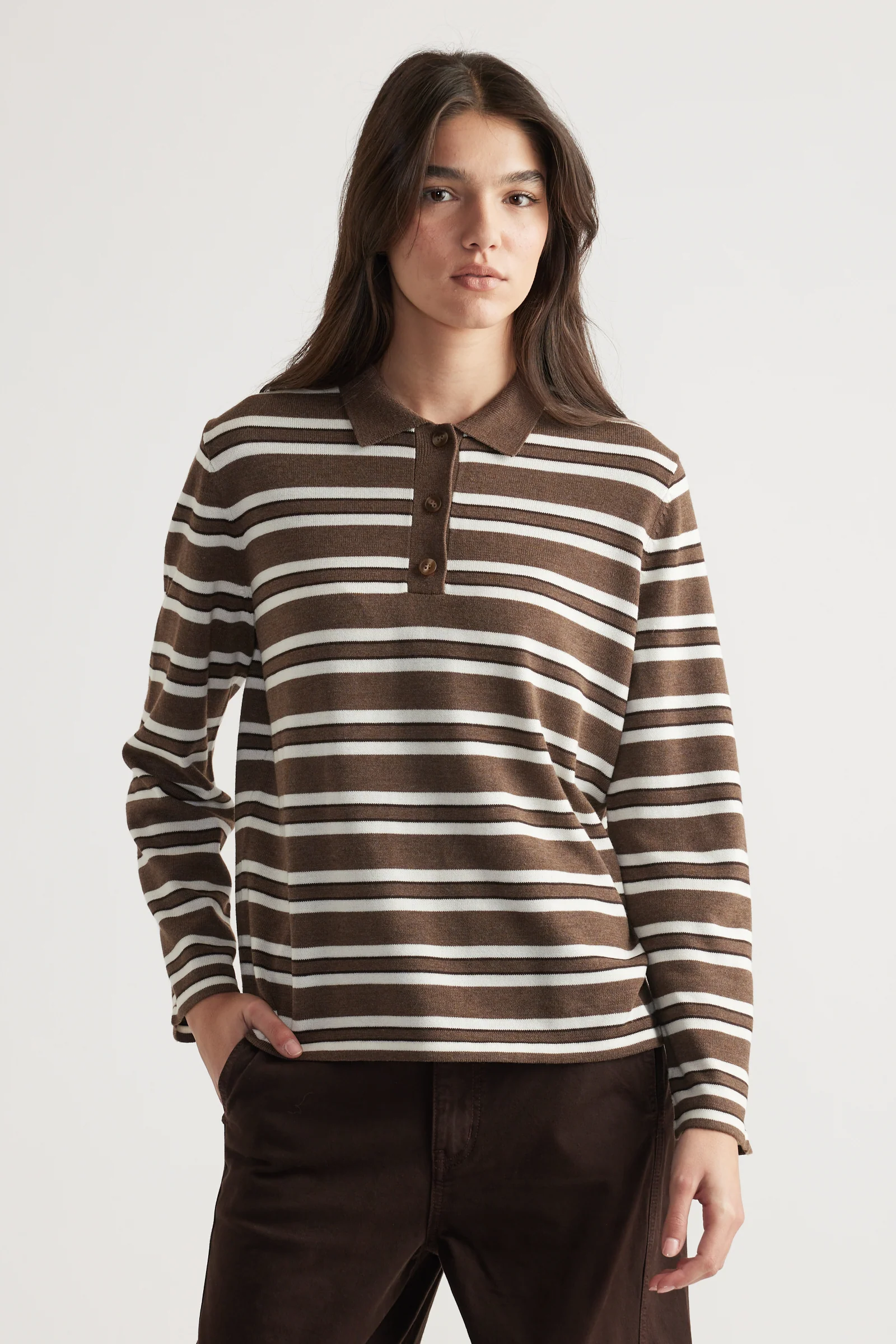 Nia Long Sleeve Knit Polo