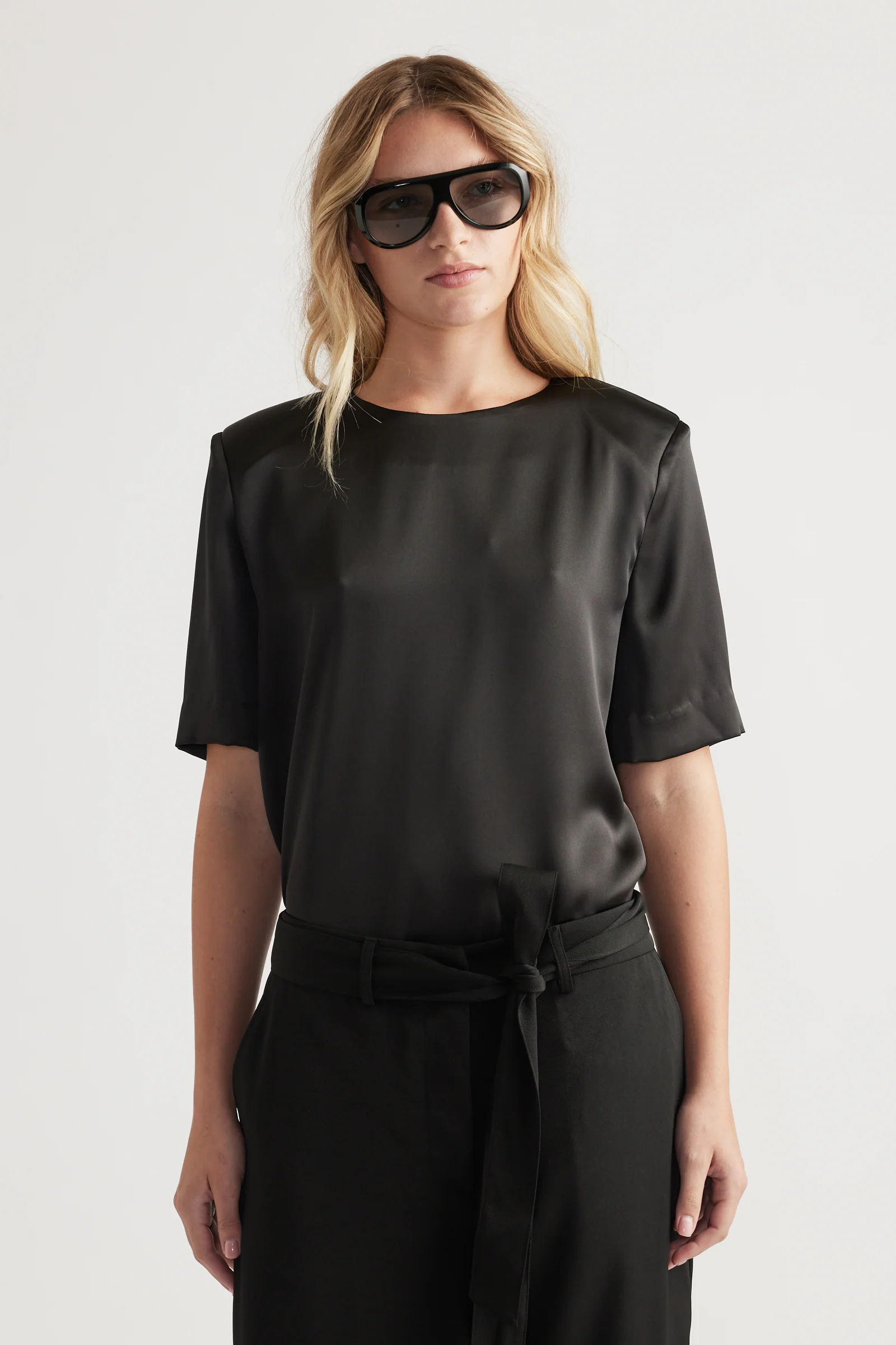 Noah Shoulder Pad Satin Top