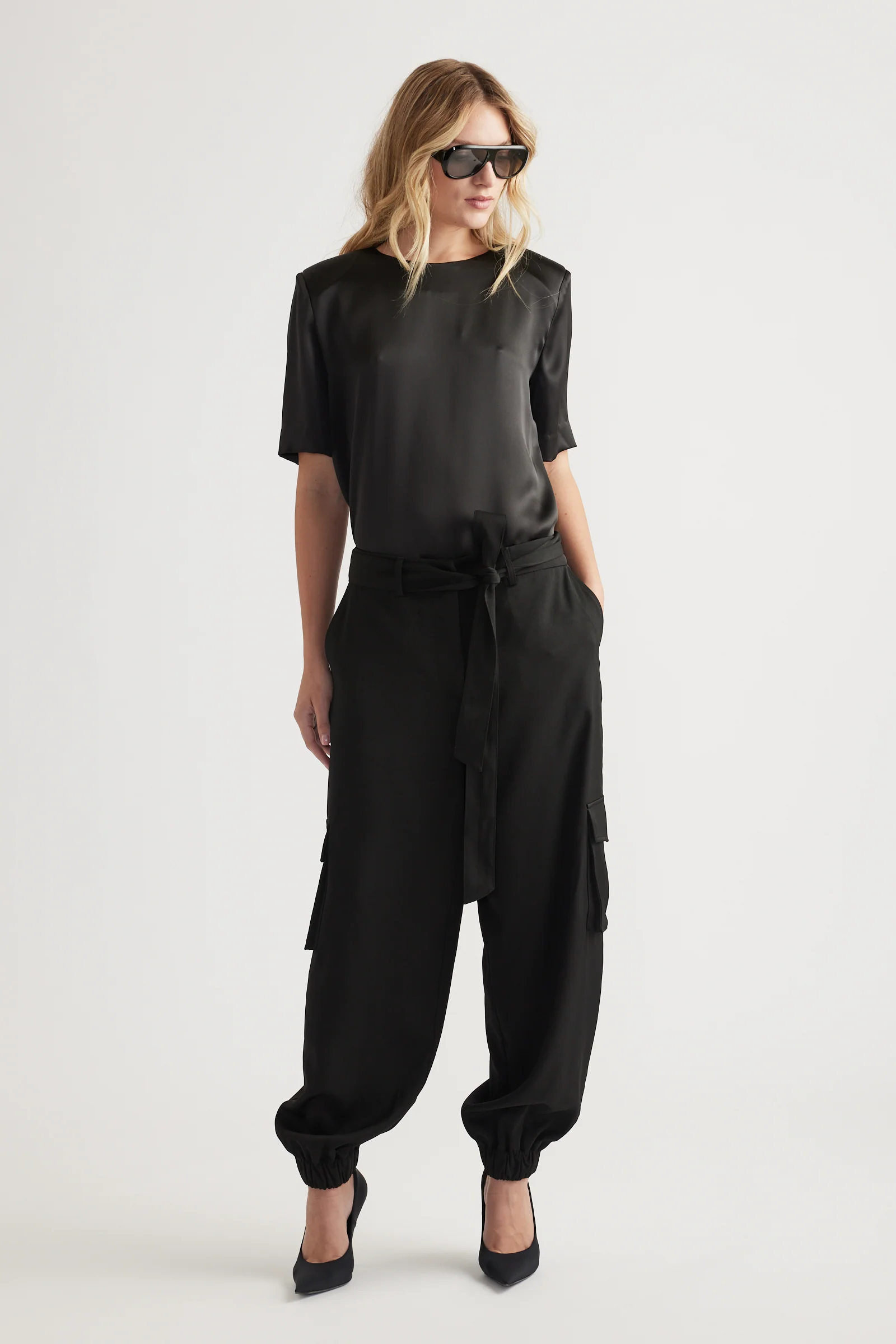 Noah Shoulder Pad Satin Top - Image 2