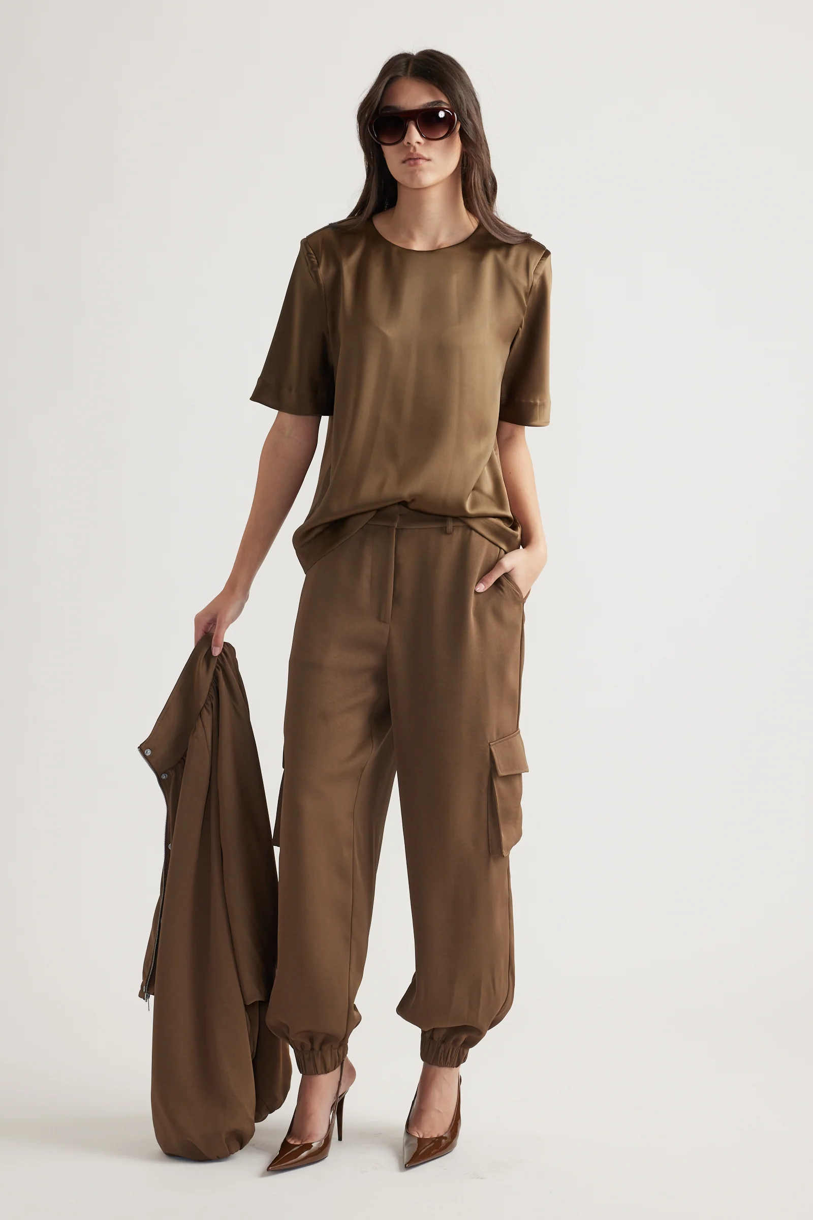 Noah Shoulder Pad Satin Top - Image 2