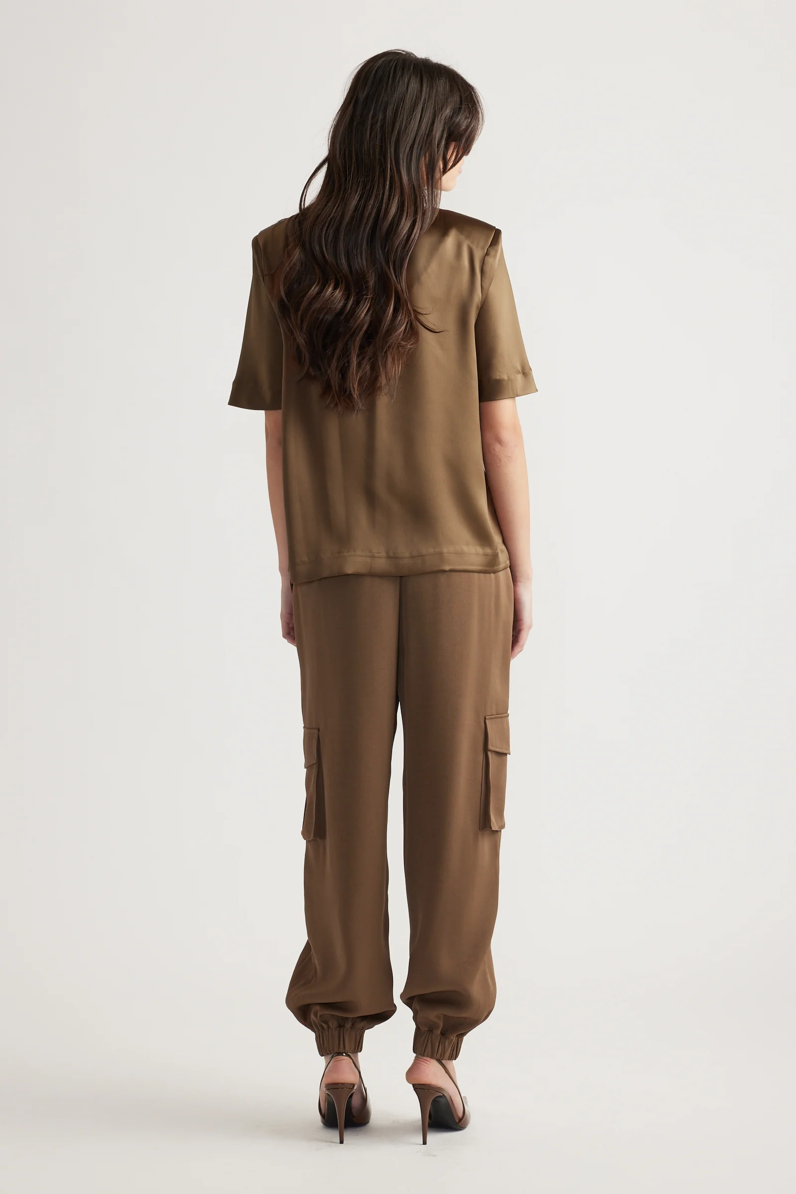 Noah Shoulder Pad Satin Top - Image 3
