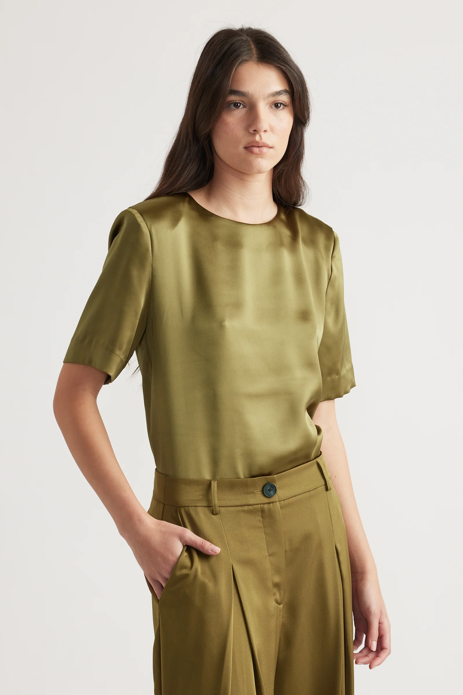 Noah Shoulder Pad Satin Top