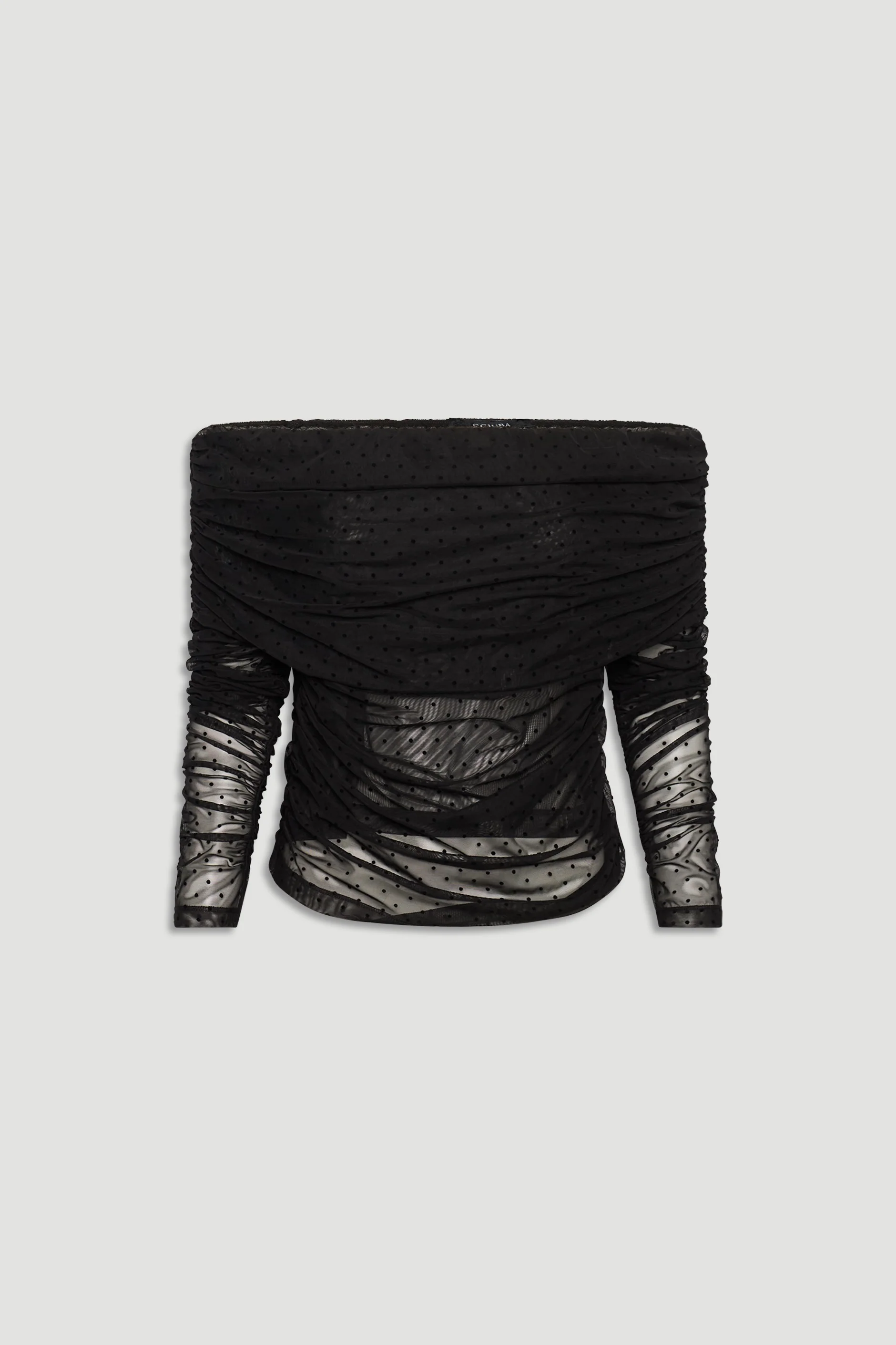 Off Shoulder Ruched Mesh Top - Image 4