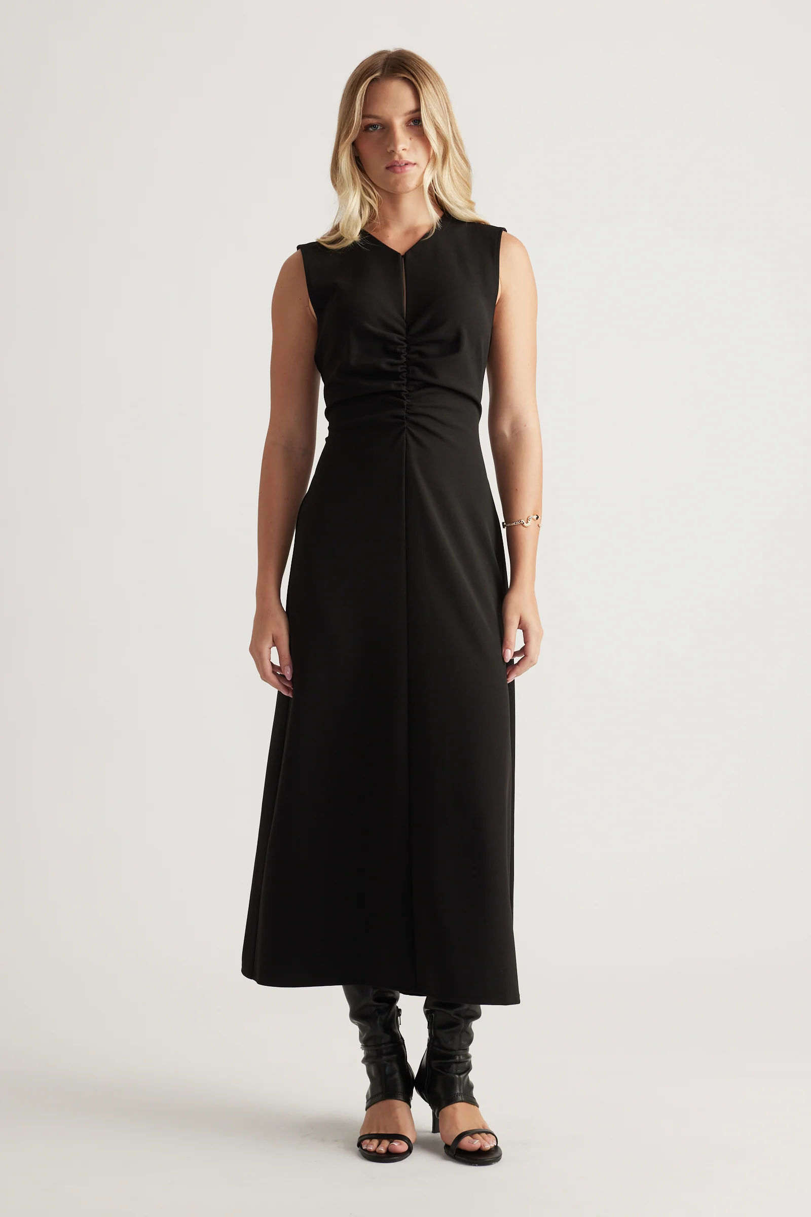 Rachel Ruched Front Midi Dress