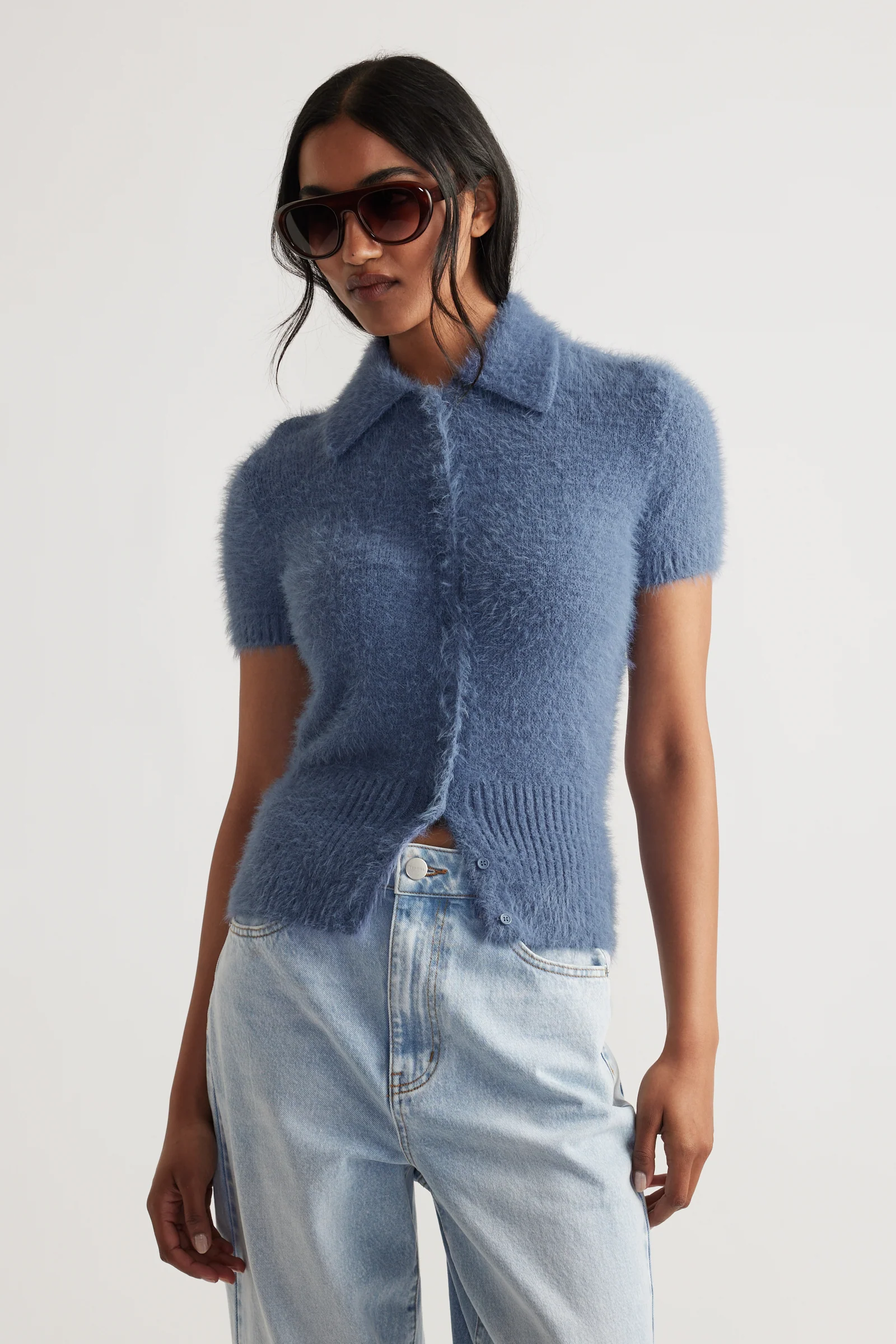 Rosie Fluffy Knit Polo Tee - Image 2
