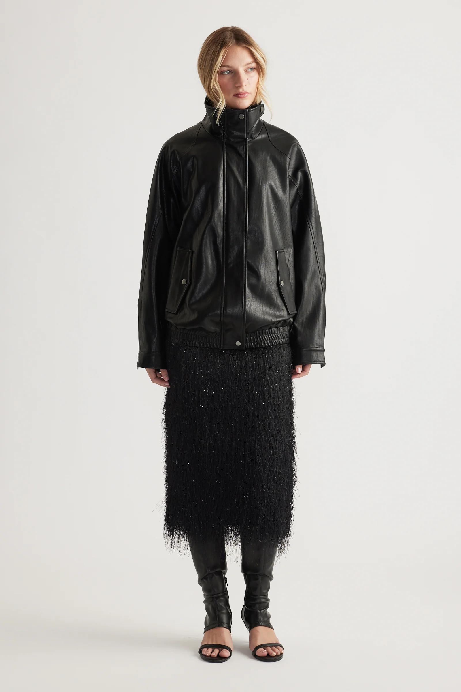 Rue Lurex Fringed Midi Skirt