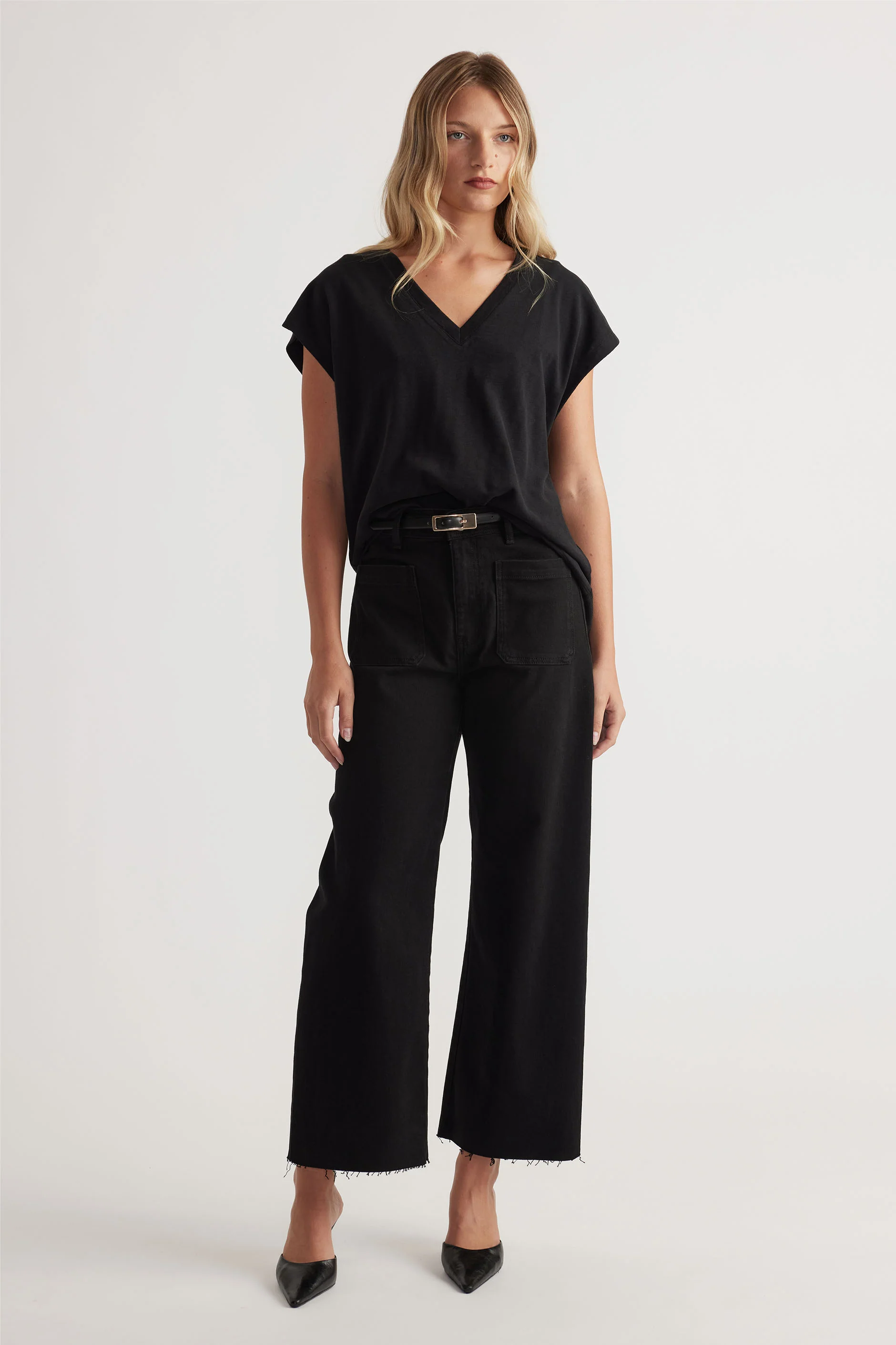 Shay Slub V Neck Tee