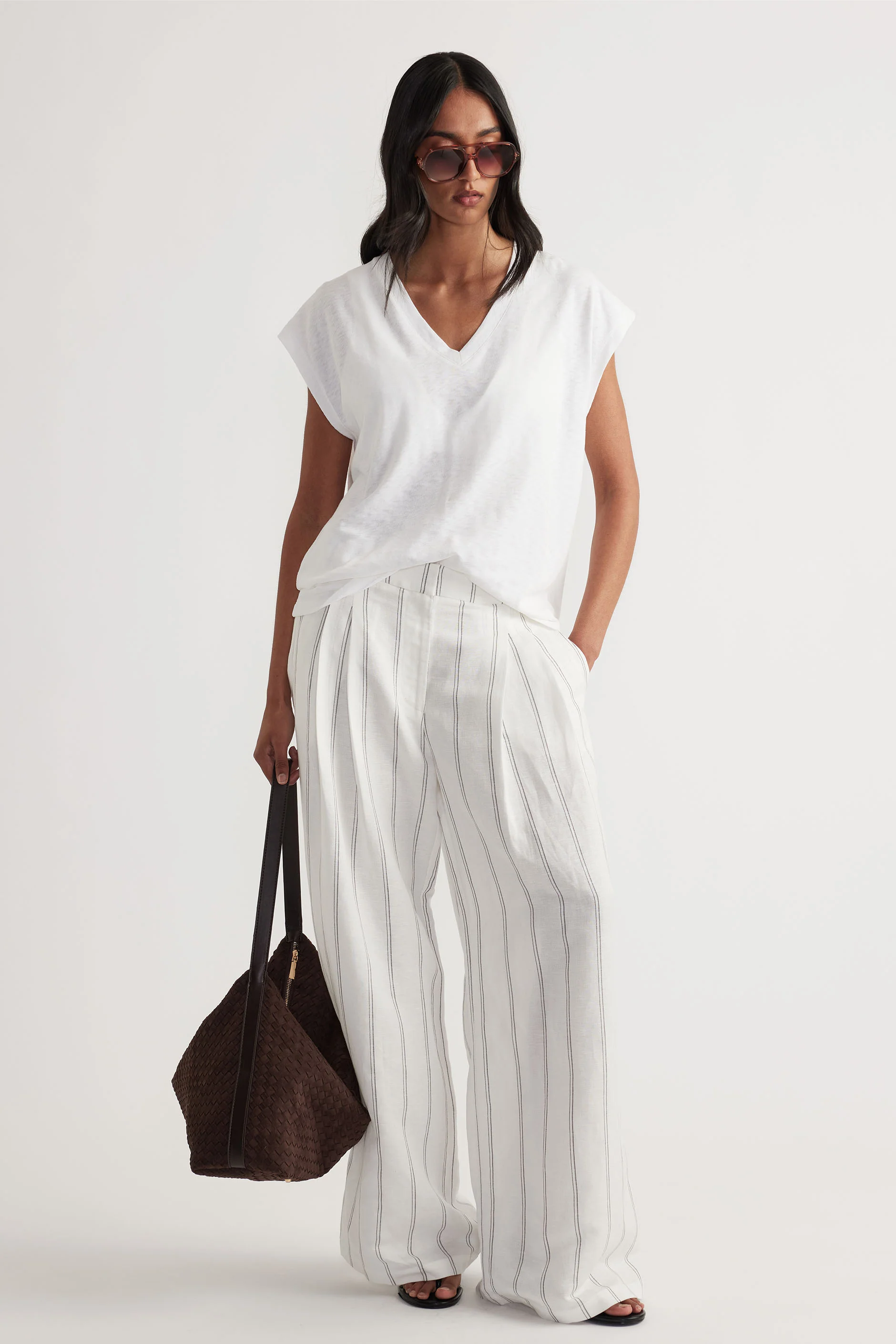 Shay Slub V Neck Tee