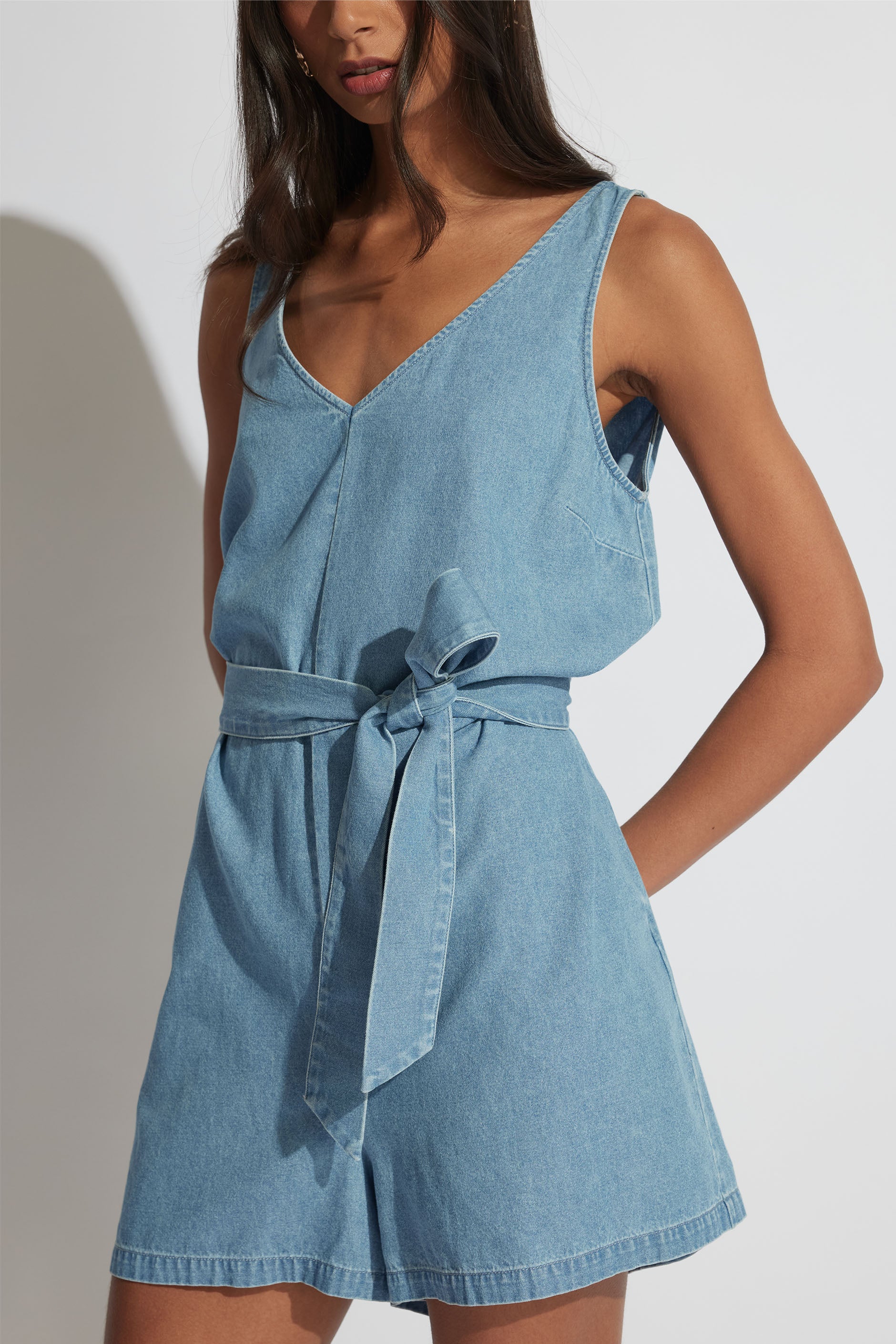 Sia Denim Sleeveless Playsuit - Image 2