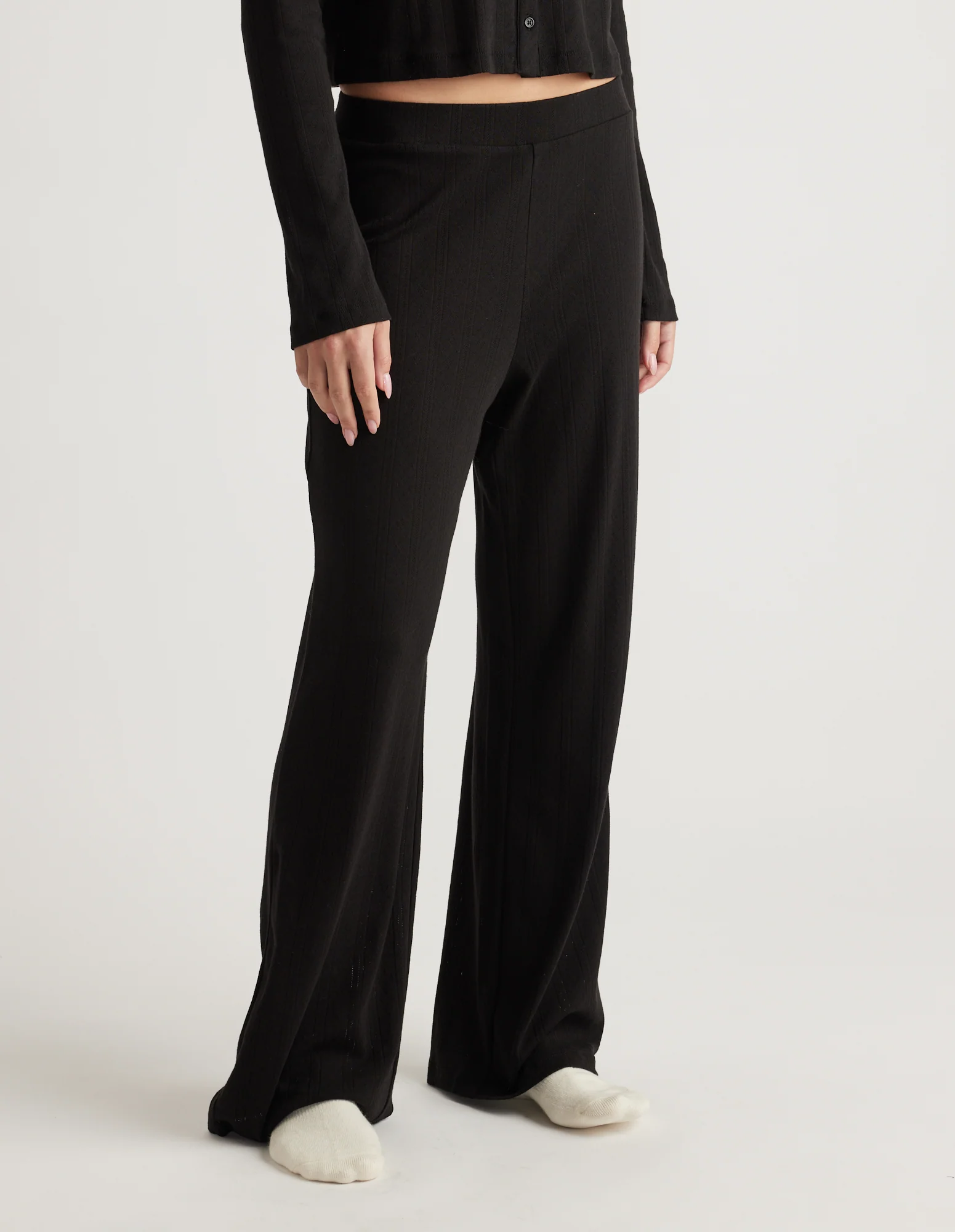 Sleep Pointelle Wide Leg Pants - Image 2