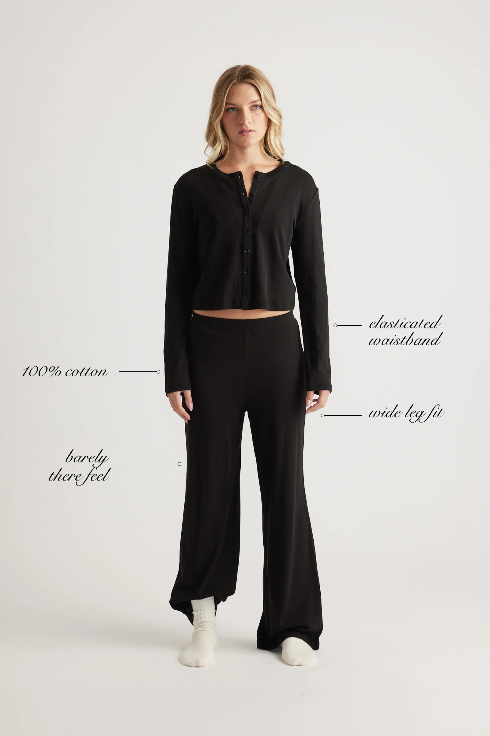 Sleep Pointelle Wide Leg Pants - Image 5