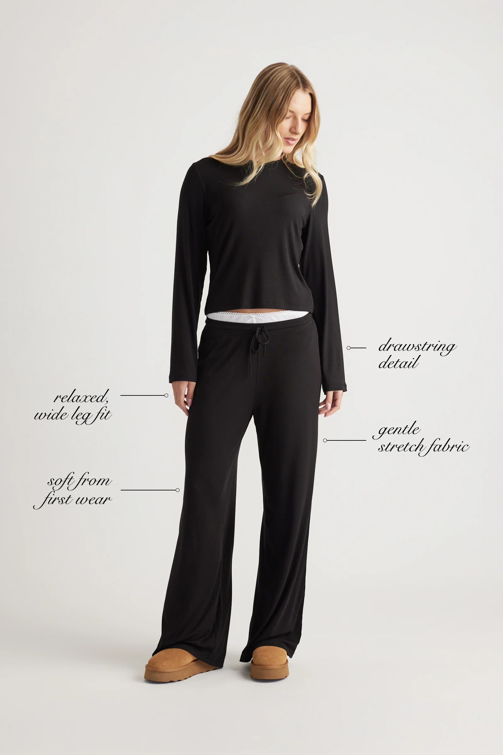 Sleep Ribbed Wide Leg Pants - Image 5