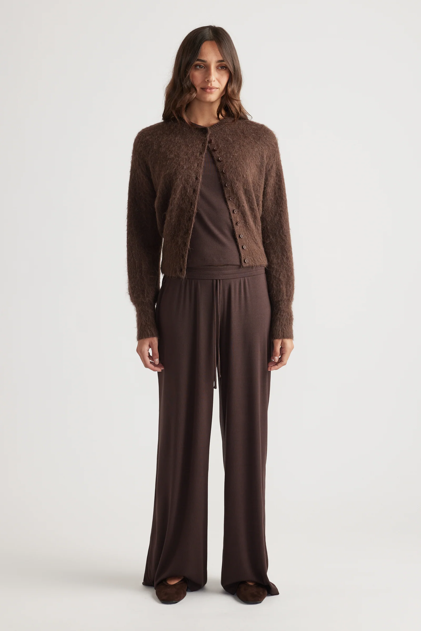 Sleep Ribbed Wide Leg Pants
